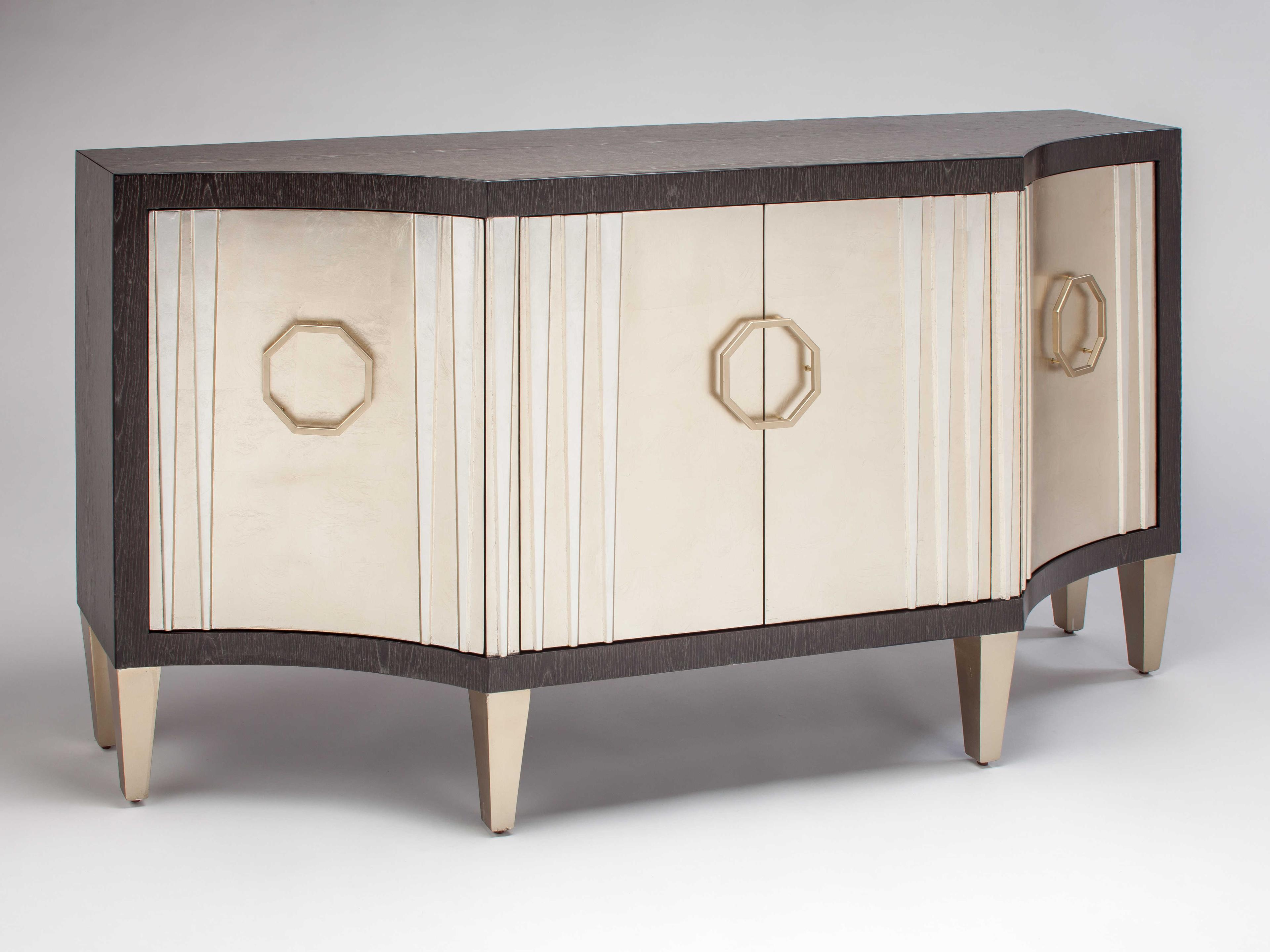 Artmax 72" Oak Wood Charcoal Champagne Old Gold Sideboard