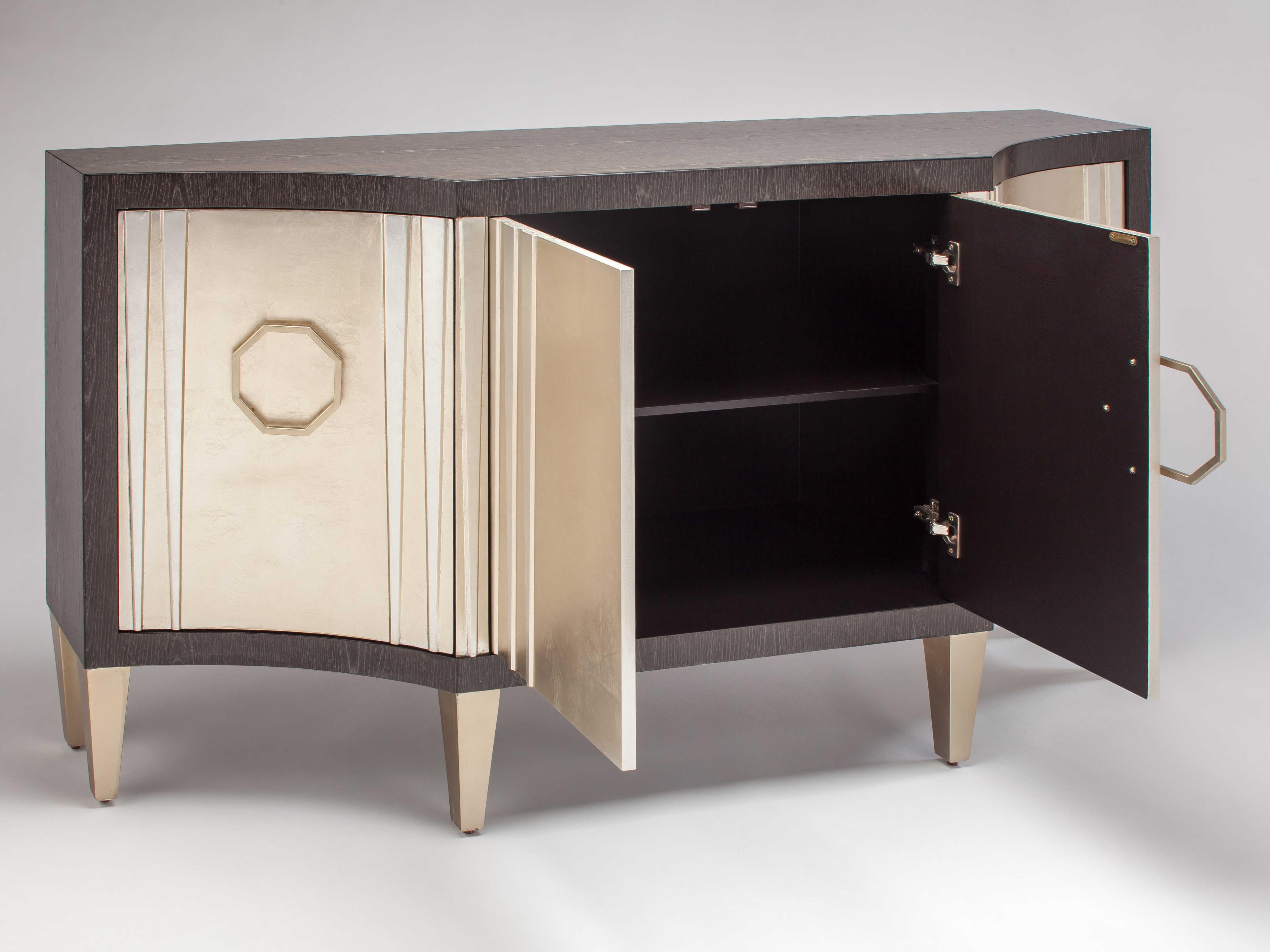 Artmax 72" Oak Wood Charcoal Champagne Old Gold Sideboard