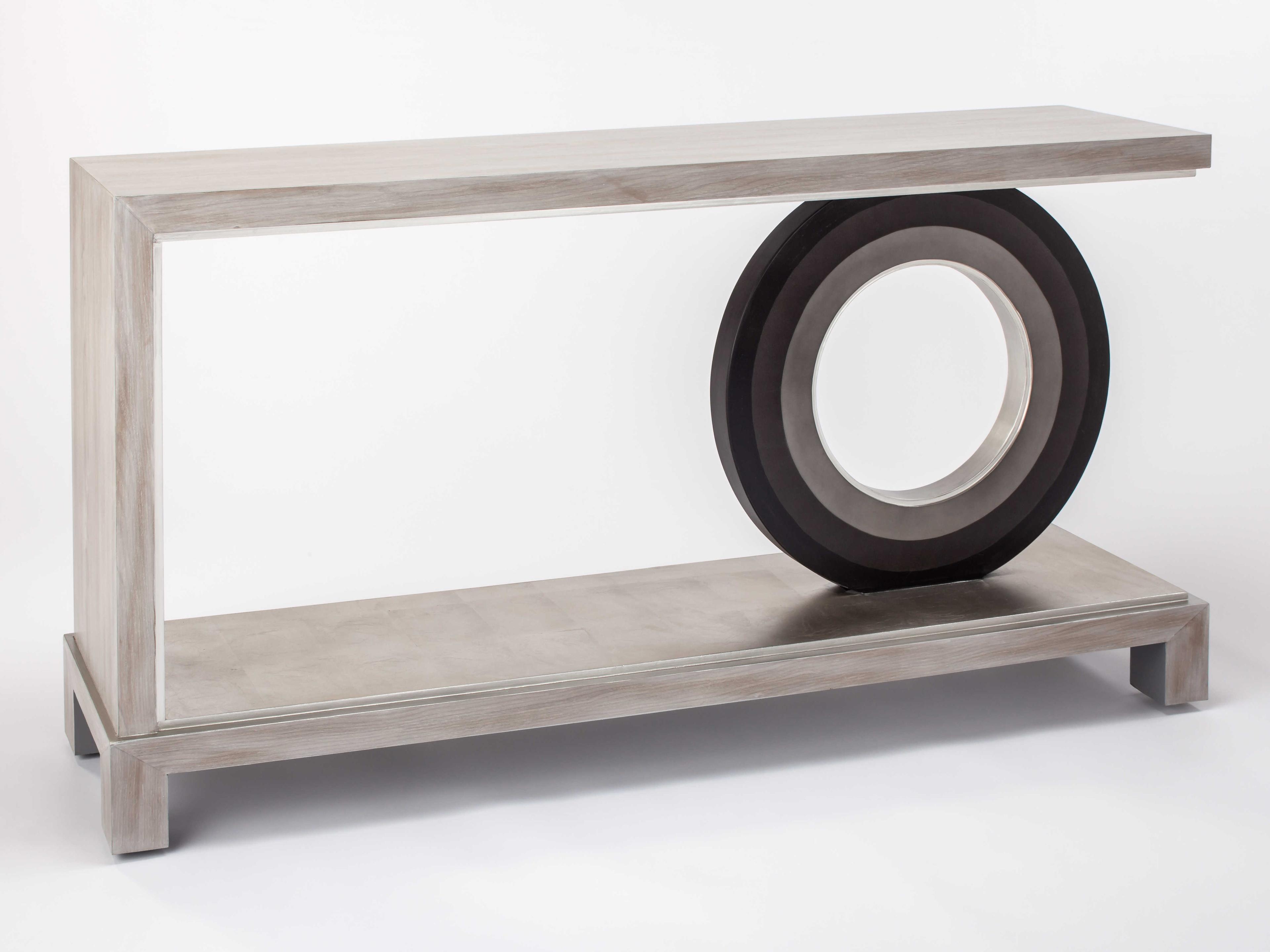 Artmax Rectangular Wood Washed Smokey Black Gray Console Table