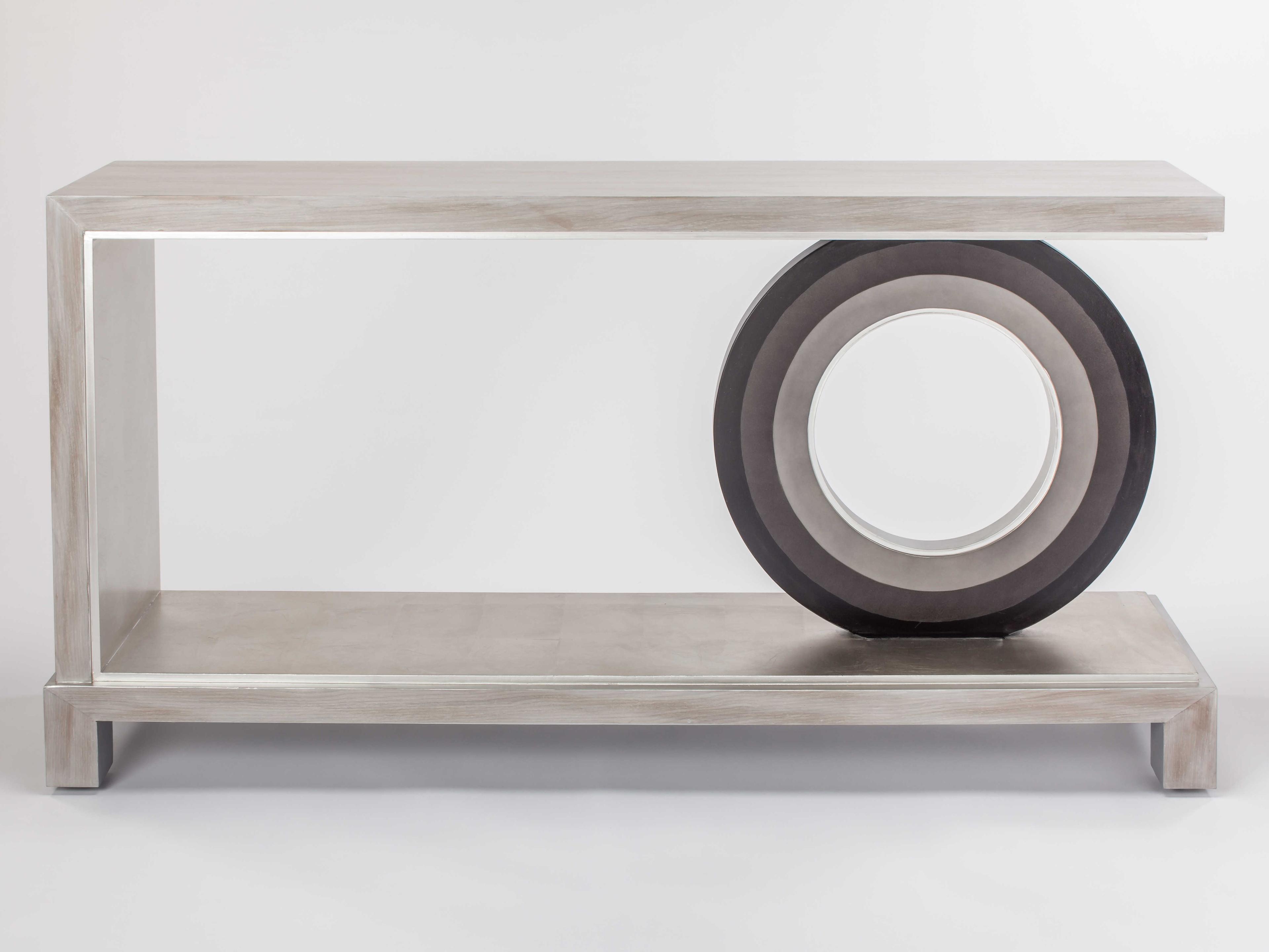 Artmax Rectangular Wood Washed Smokey Black Gray Console Table