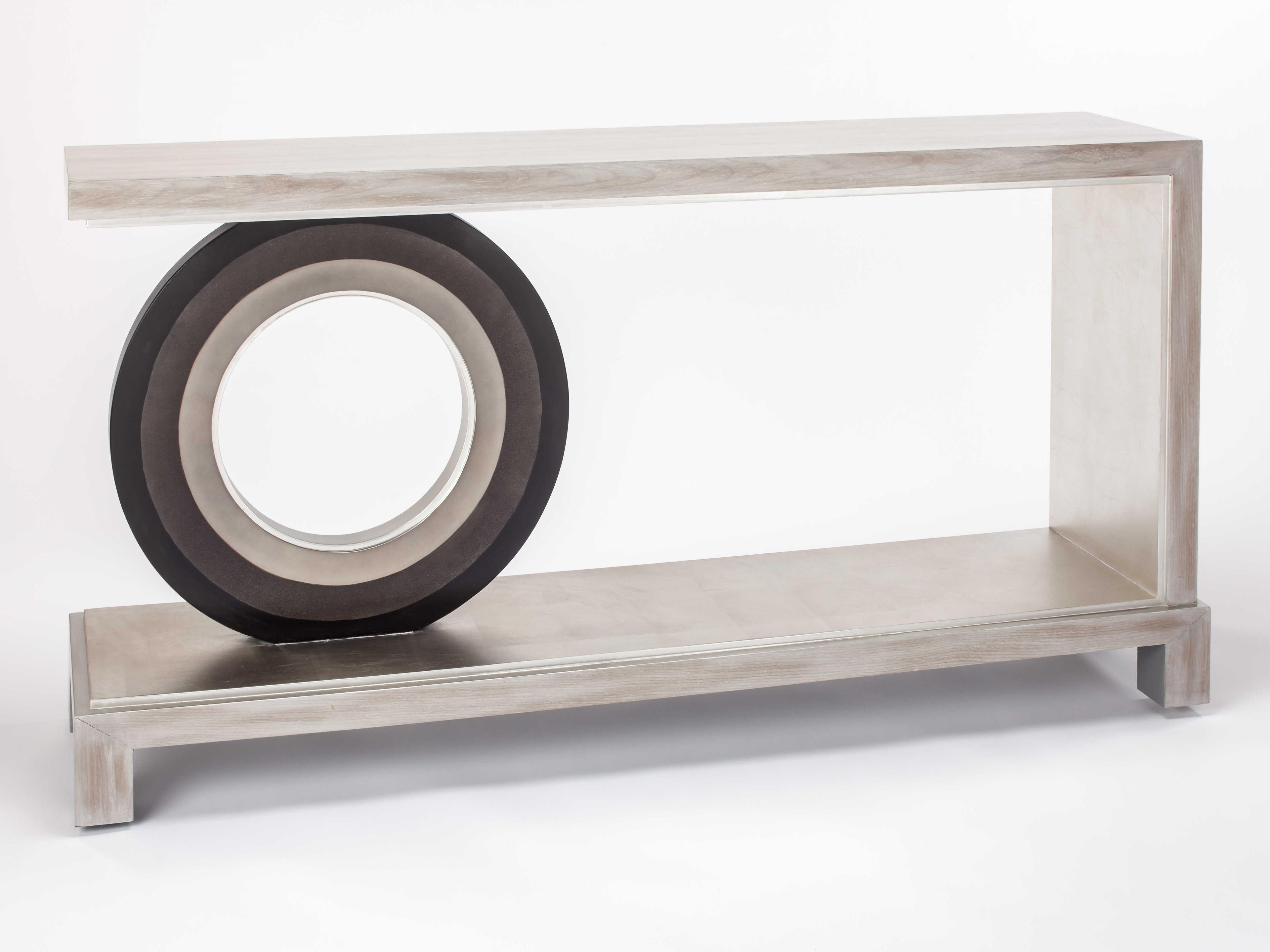 Artmax Rectangular Wood Washed Smokey Black Gray Console Table