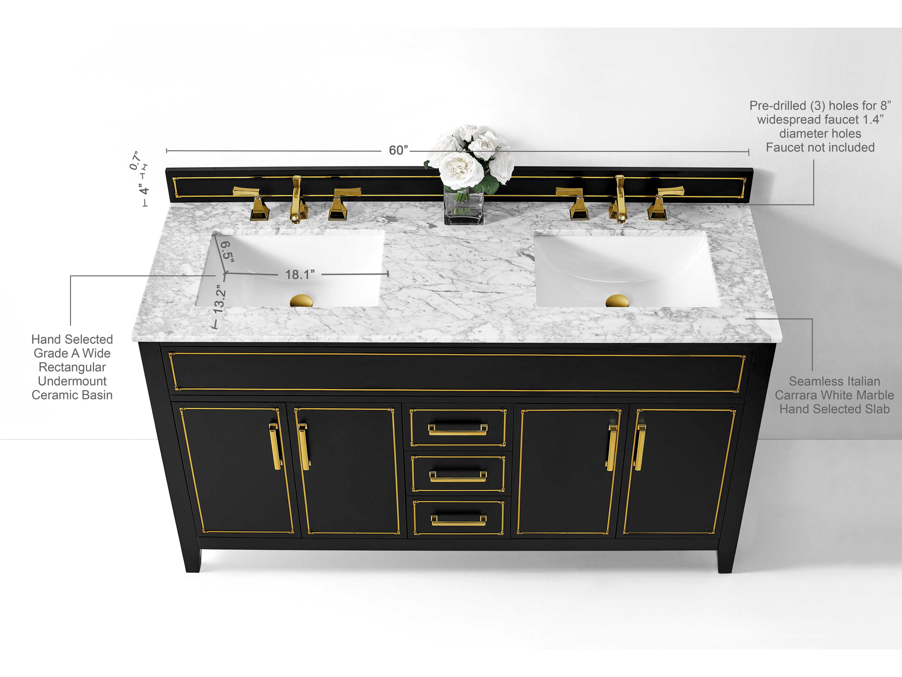 Ancerre Designs Aspen Black Onyx 60" Vanity
