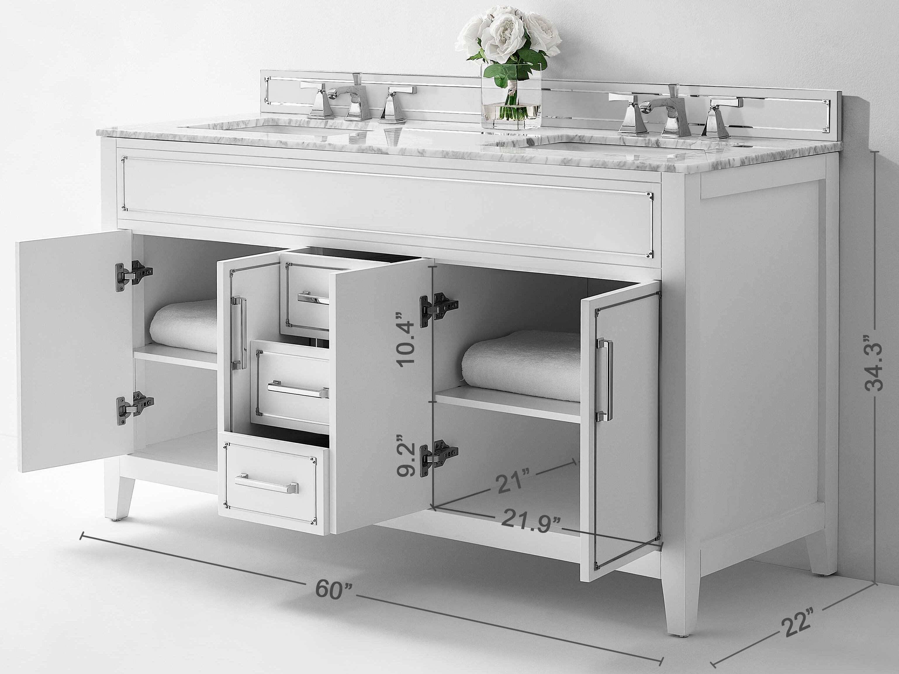 Ancerre Designs Aspen White 60" Vanity