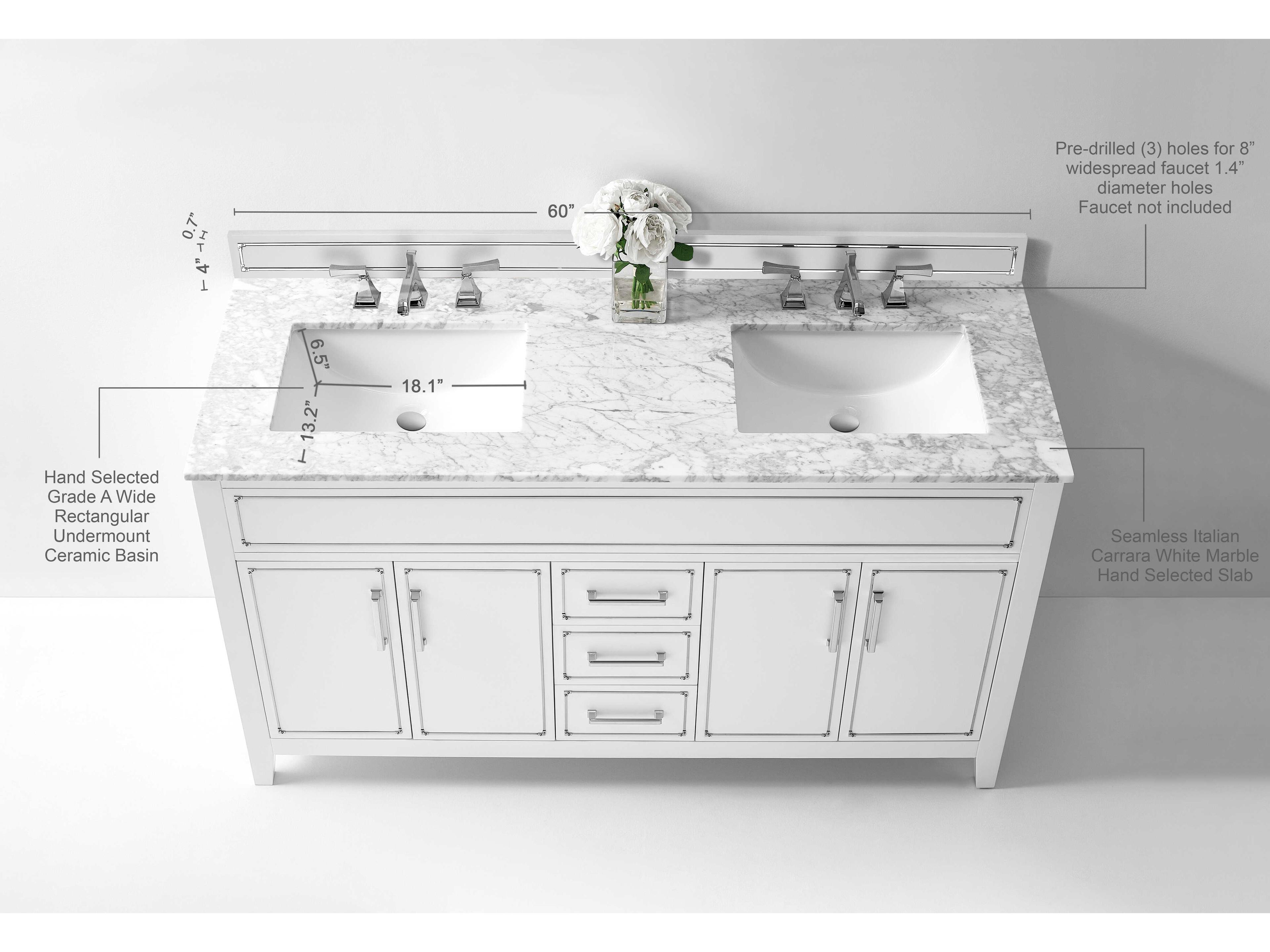 Ancerre Designs Aspen White 60" Vanity