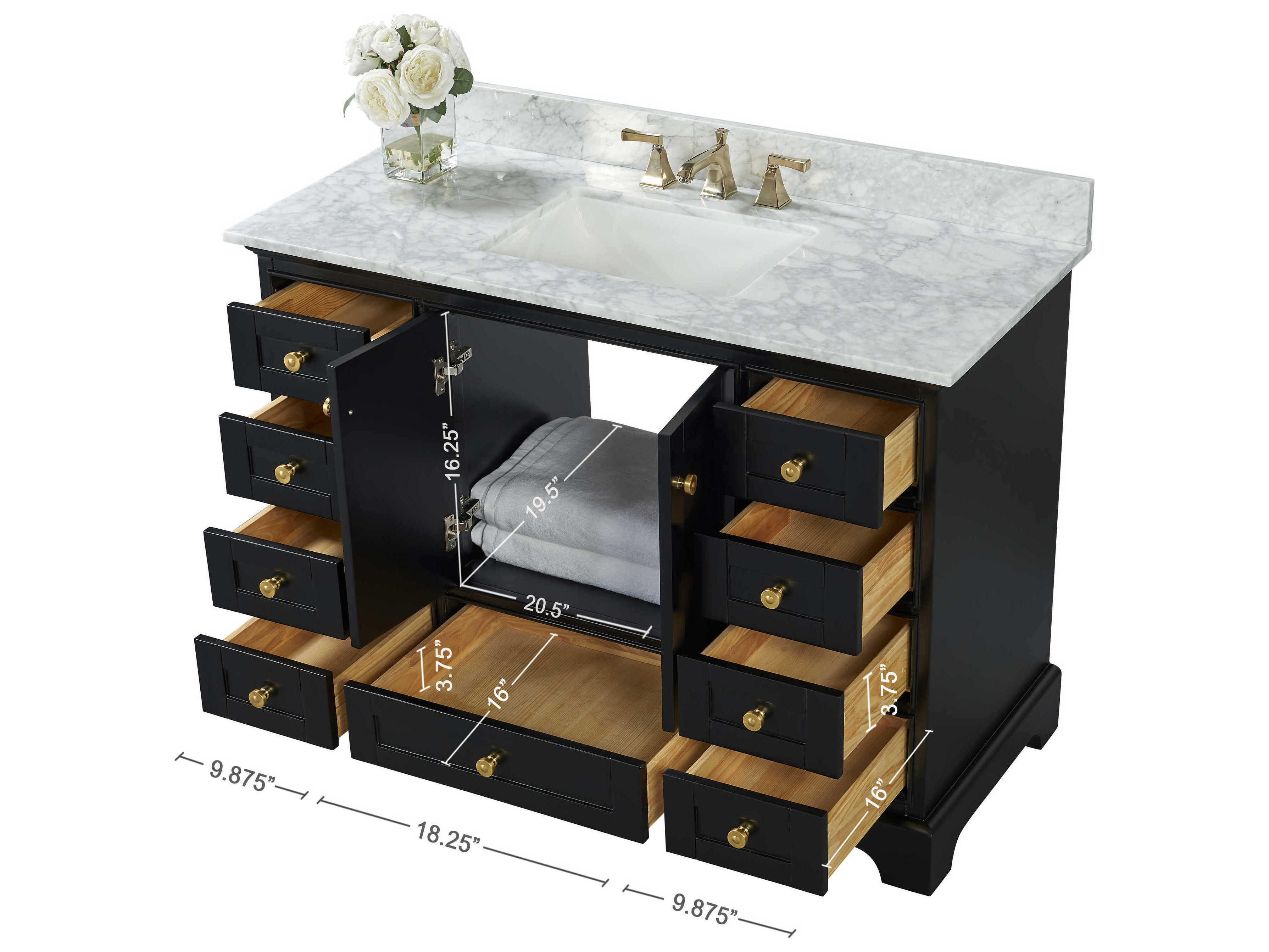 Ancerre Designs Audrey Black Onyx 48" Vanity