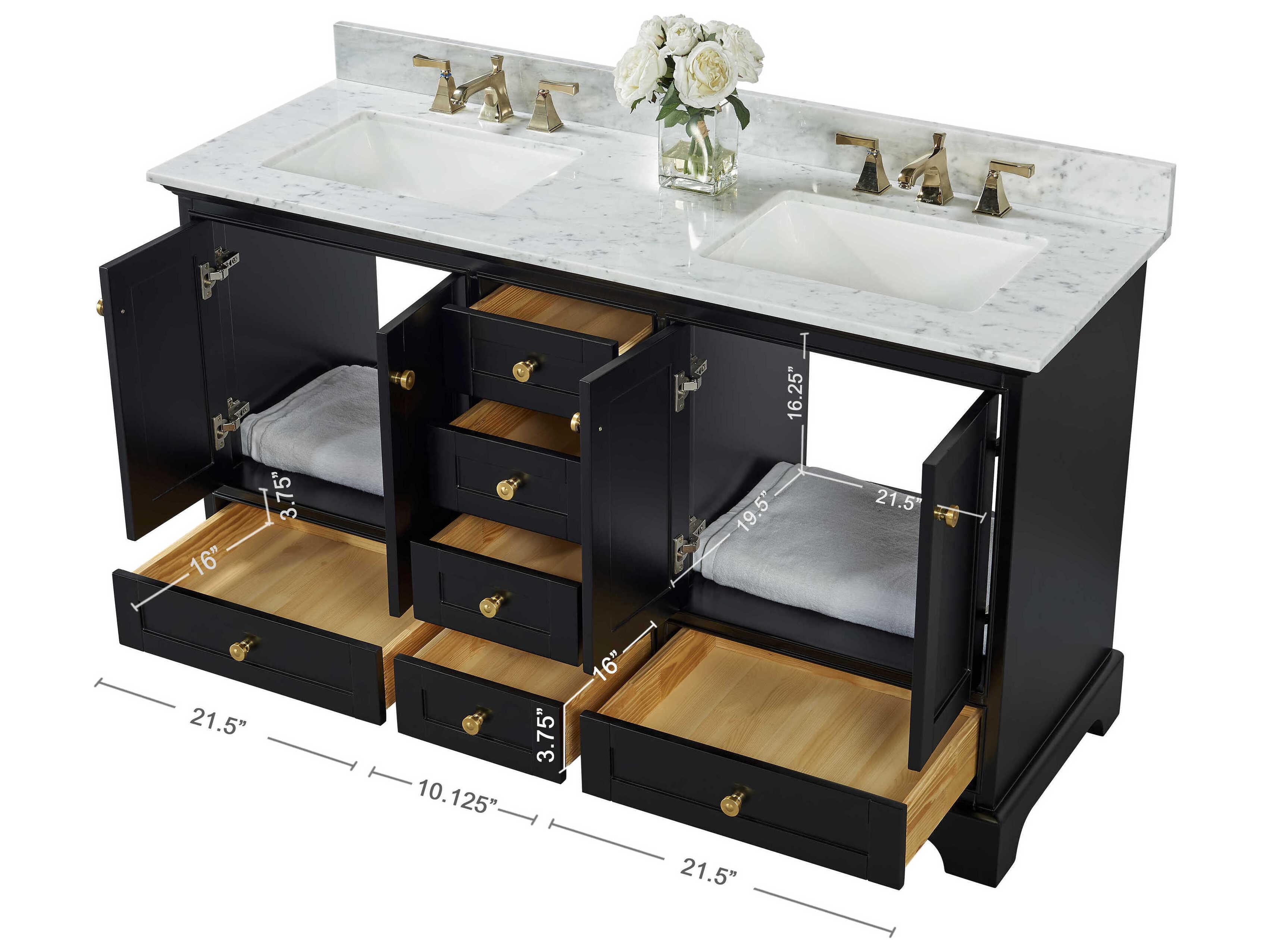 Ancerre Designs Audrey Black Onyx 60" Vanity