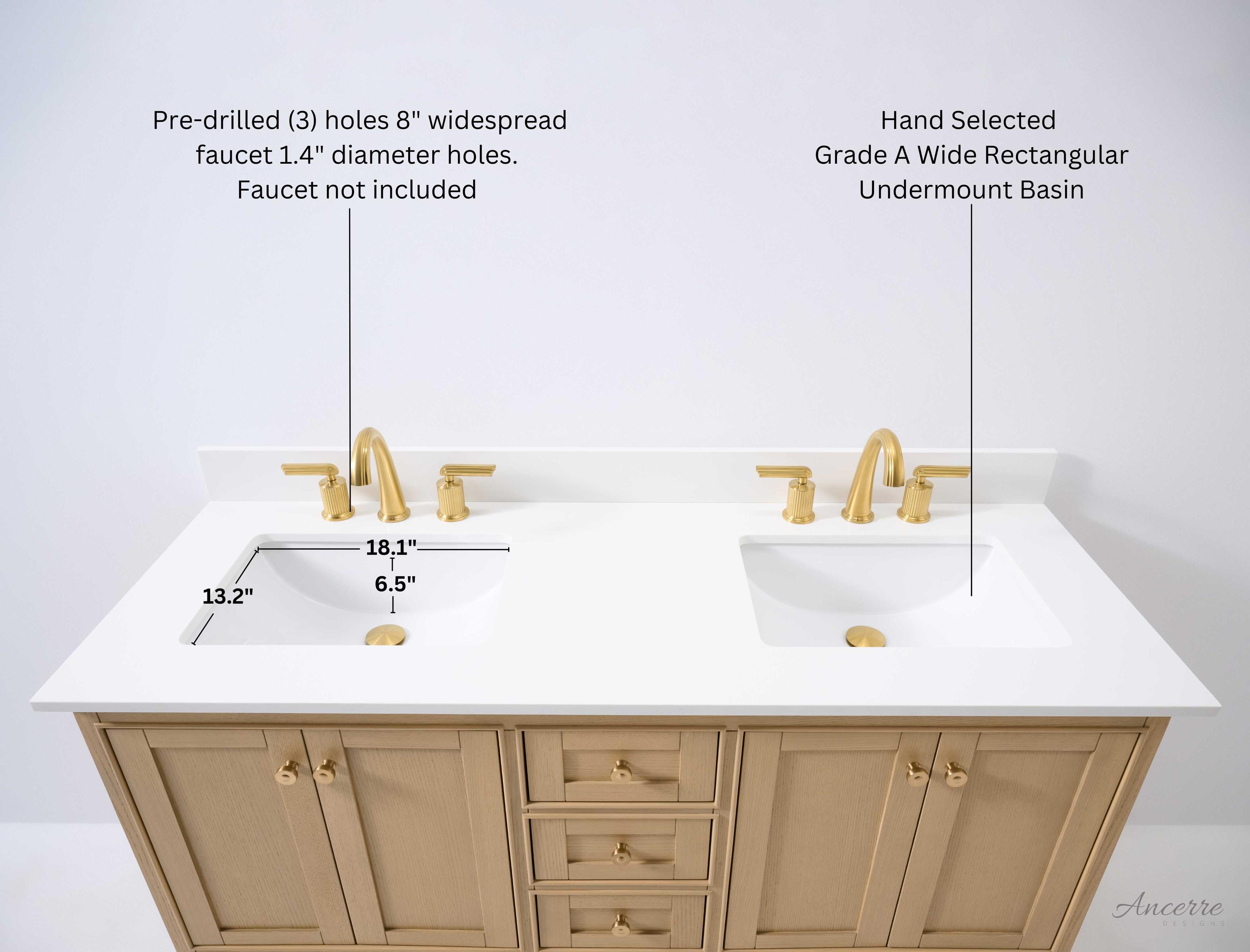 Ancerre Designs Audrey Oak 60" Vanity