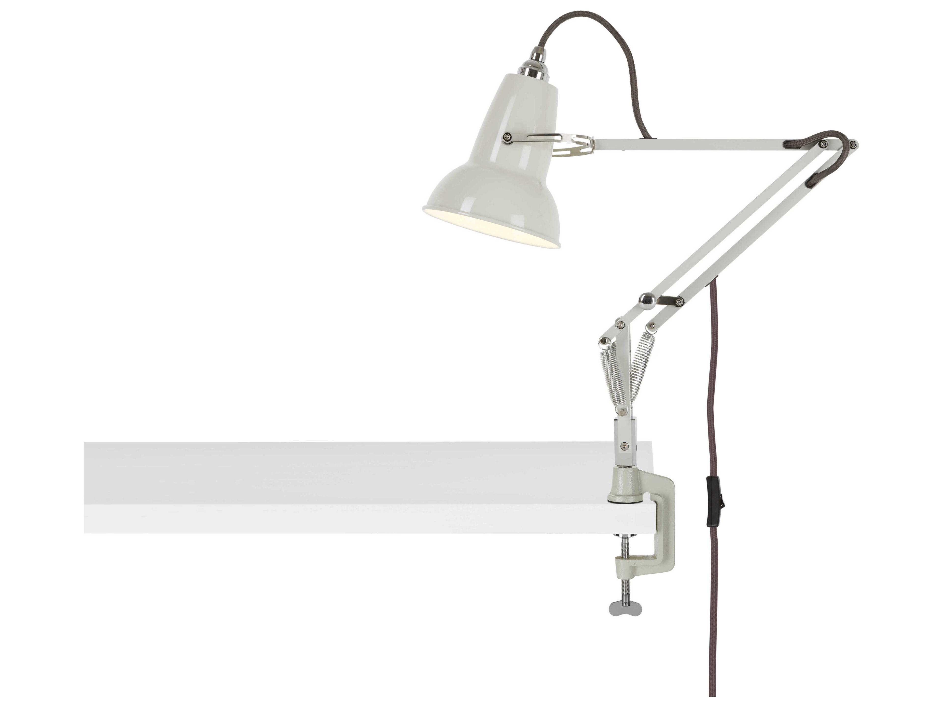 Anglepoise Original-1227 Mini Linen White Desk Lamp with Clamp