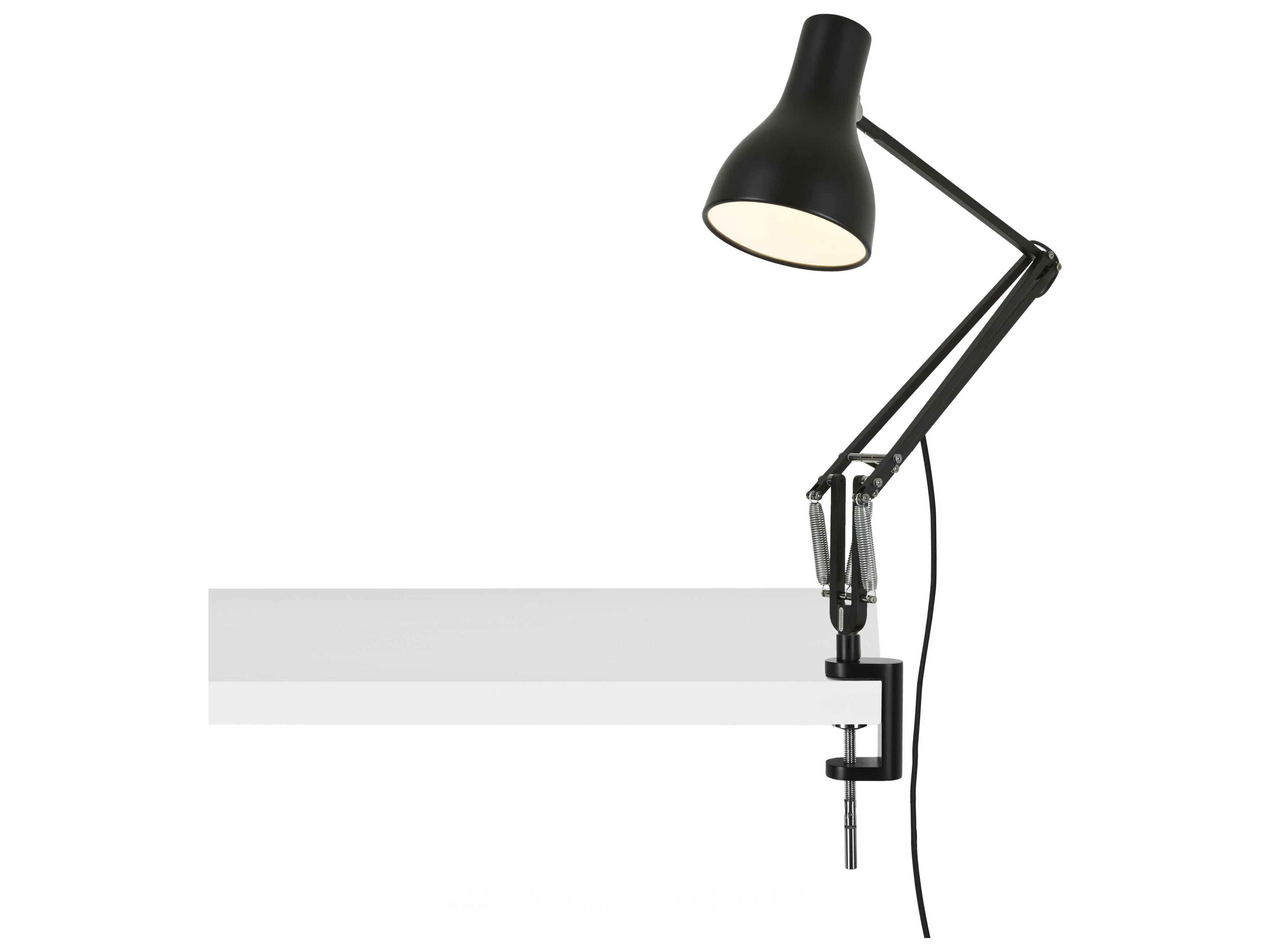 Anglepoise Type-75 Jet Black Desk Lamp with Clamp