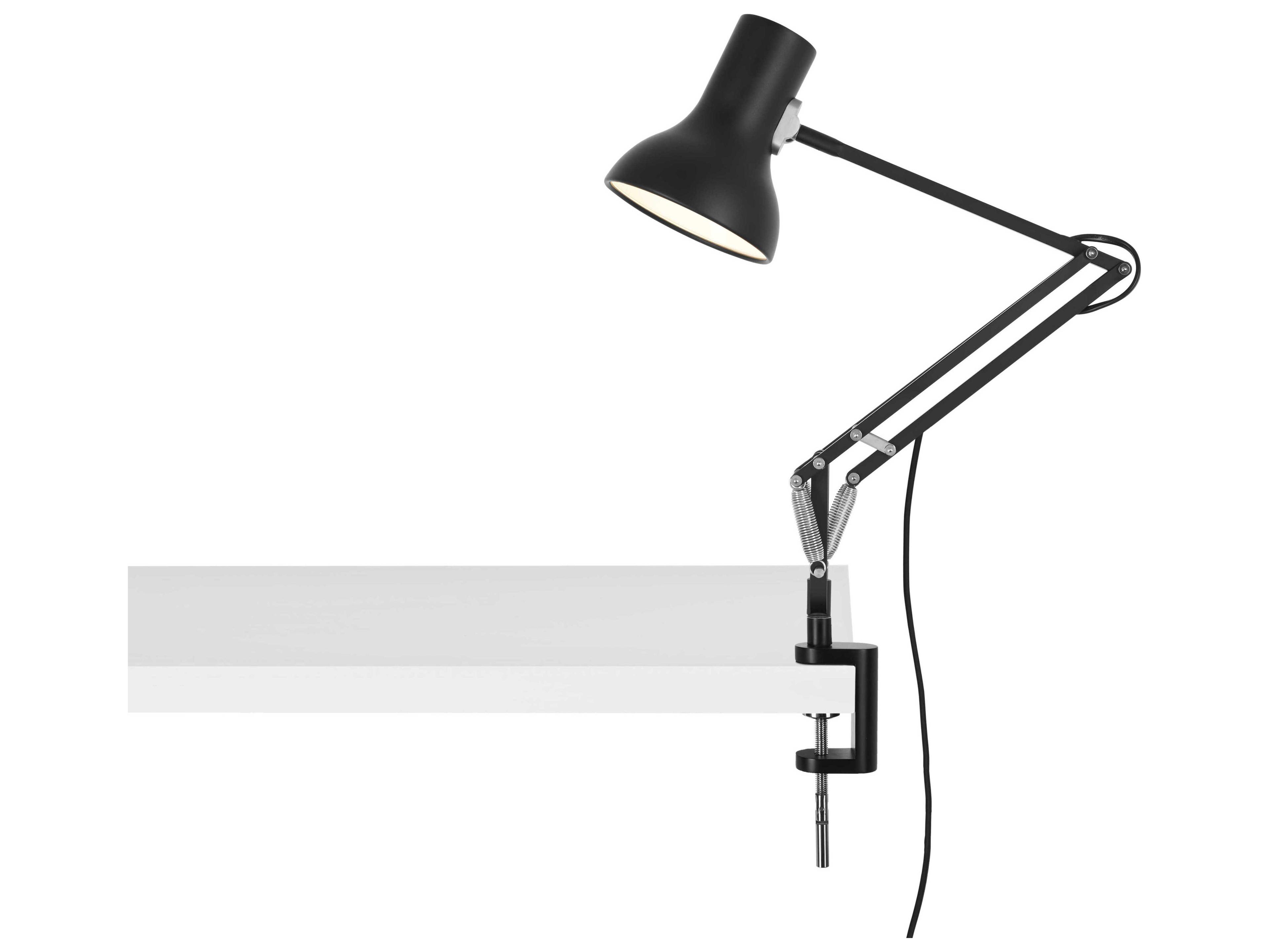 Anglepoise Type-75 Mini Jet Black Desk Lamp with Clamp