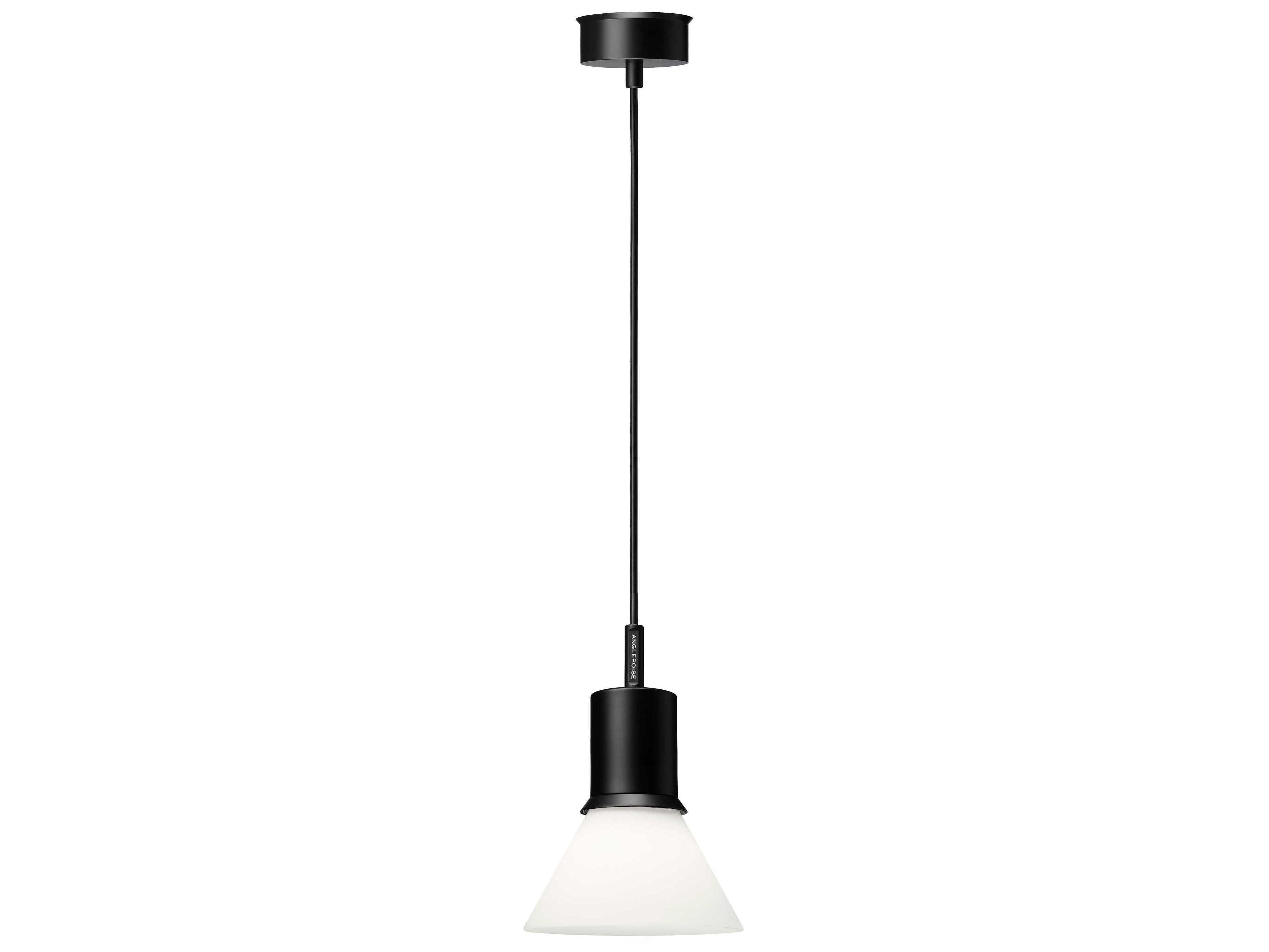 Anglepoise Type-80 1-Light Matte Black Opal Glass Mini Pendant