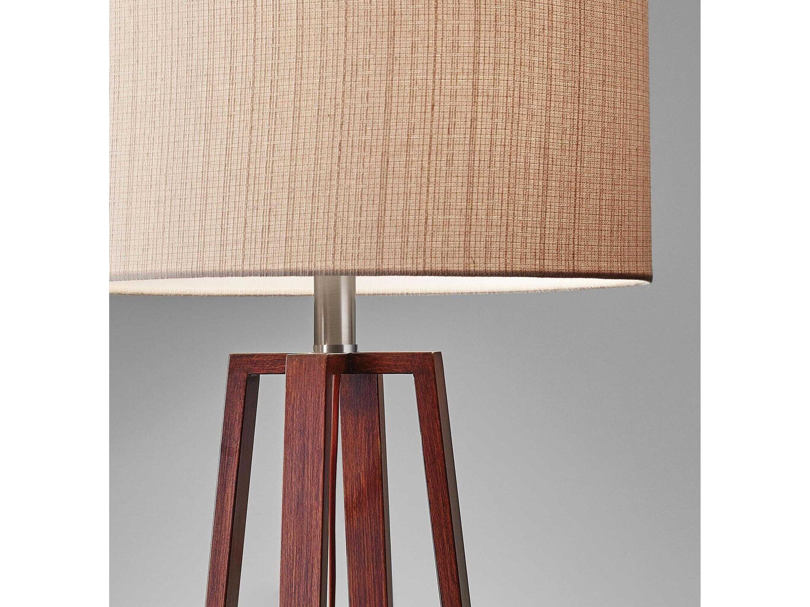 Adesso Quinn Walnut Birch Natural Fiber Linen Brown Table Lamp