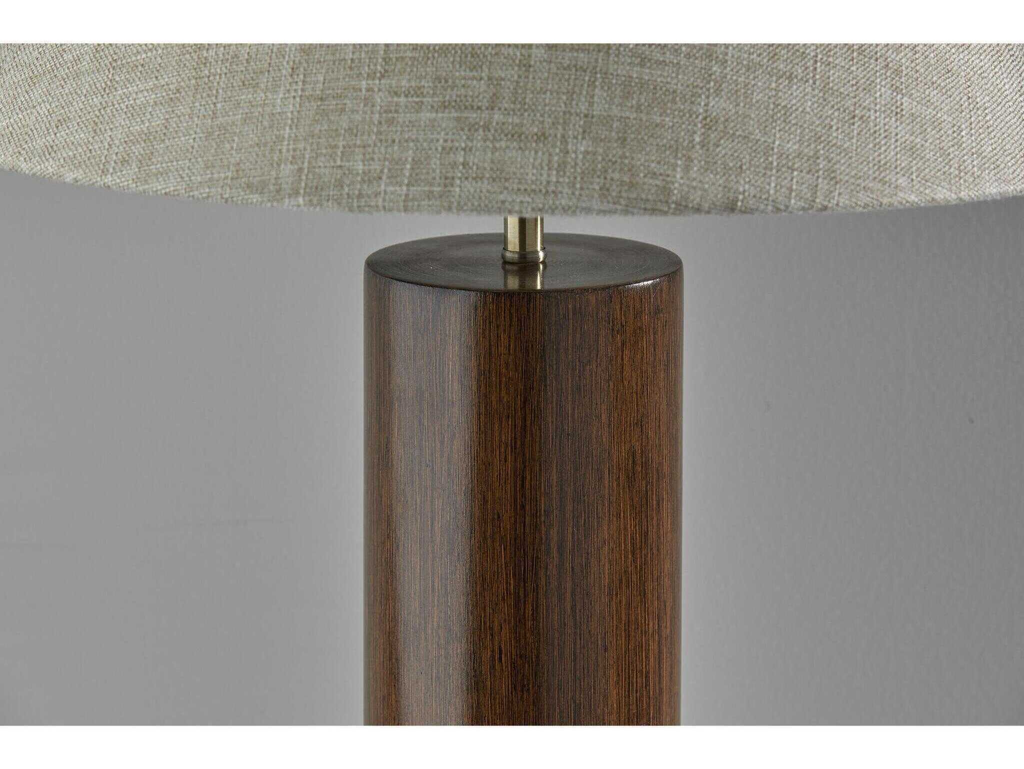 Adesso Martin Walnut Poplar Antique Brass Natural Textured Fabric Brown Buffet Lamp