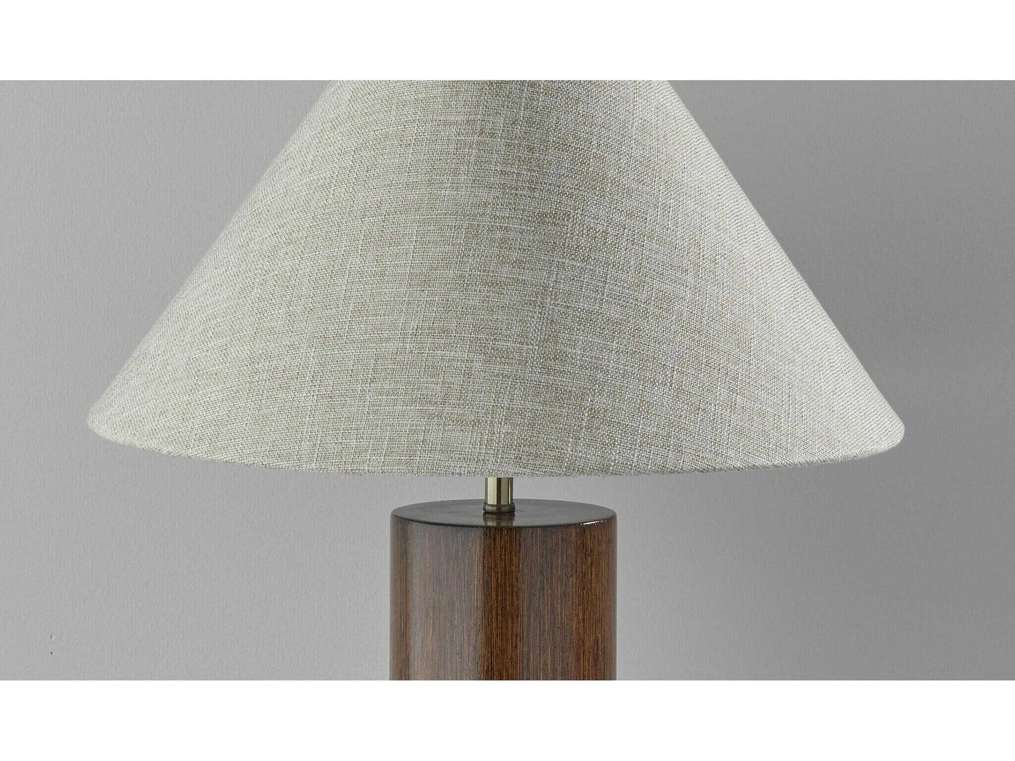 Adesso Martin Walnut Poplar Antique Brass Natural Textured Fabric Brown Buffet Lamp