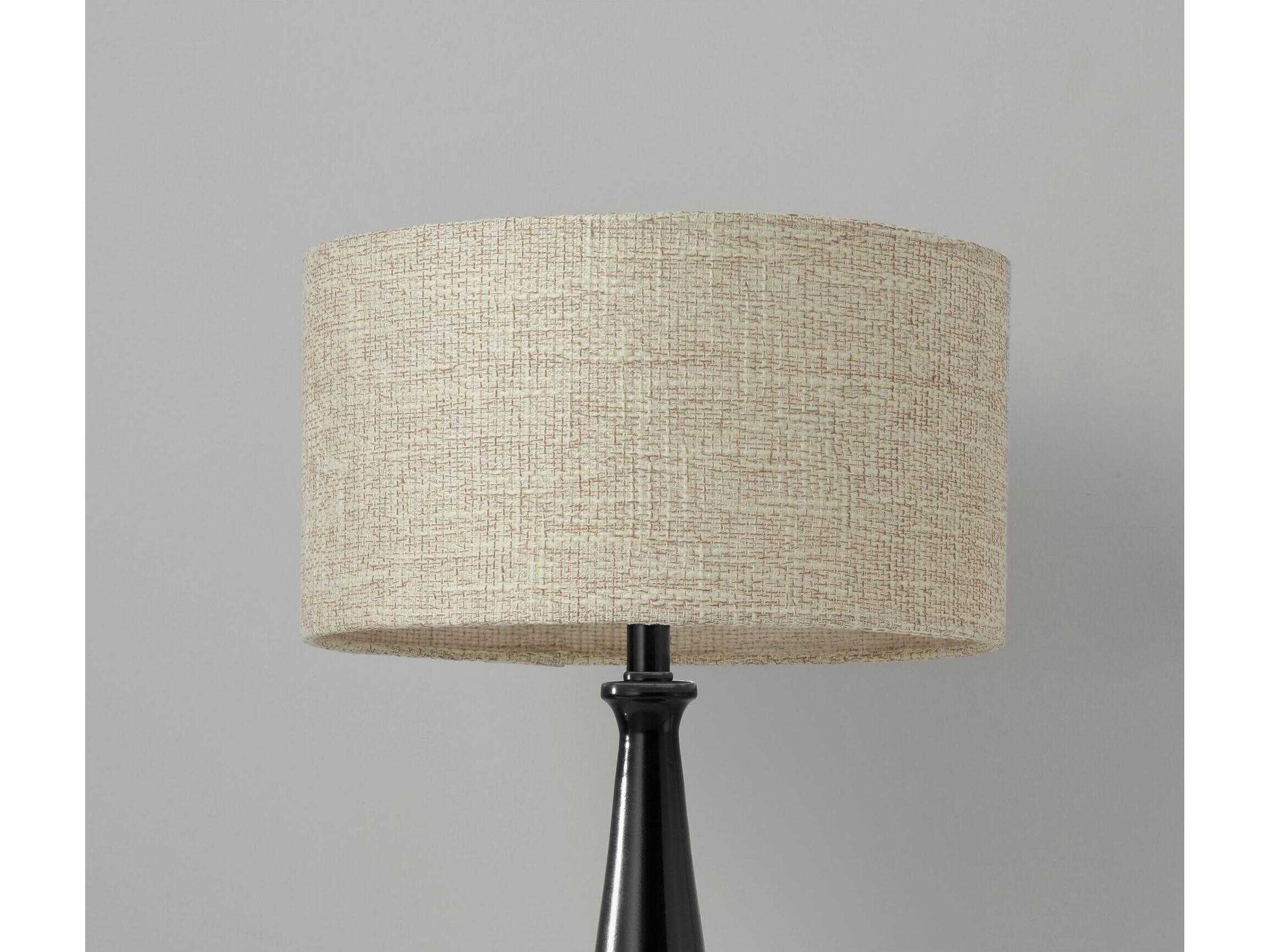 Adesso Linda Black Cream Light Brown Textured Fabric Table Lamp
