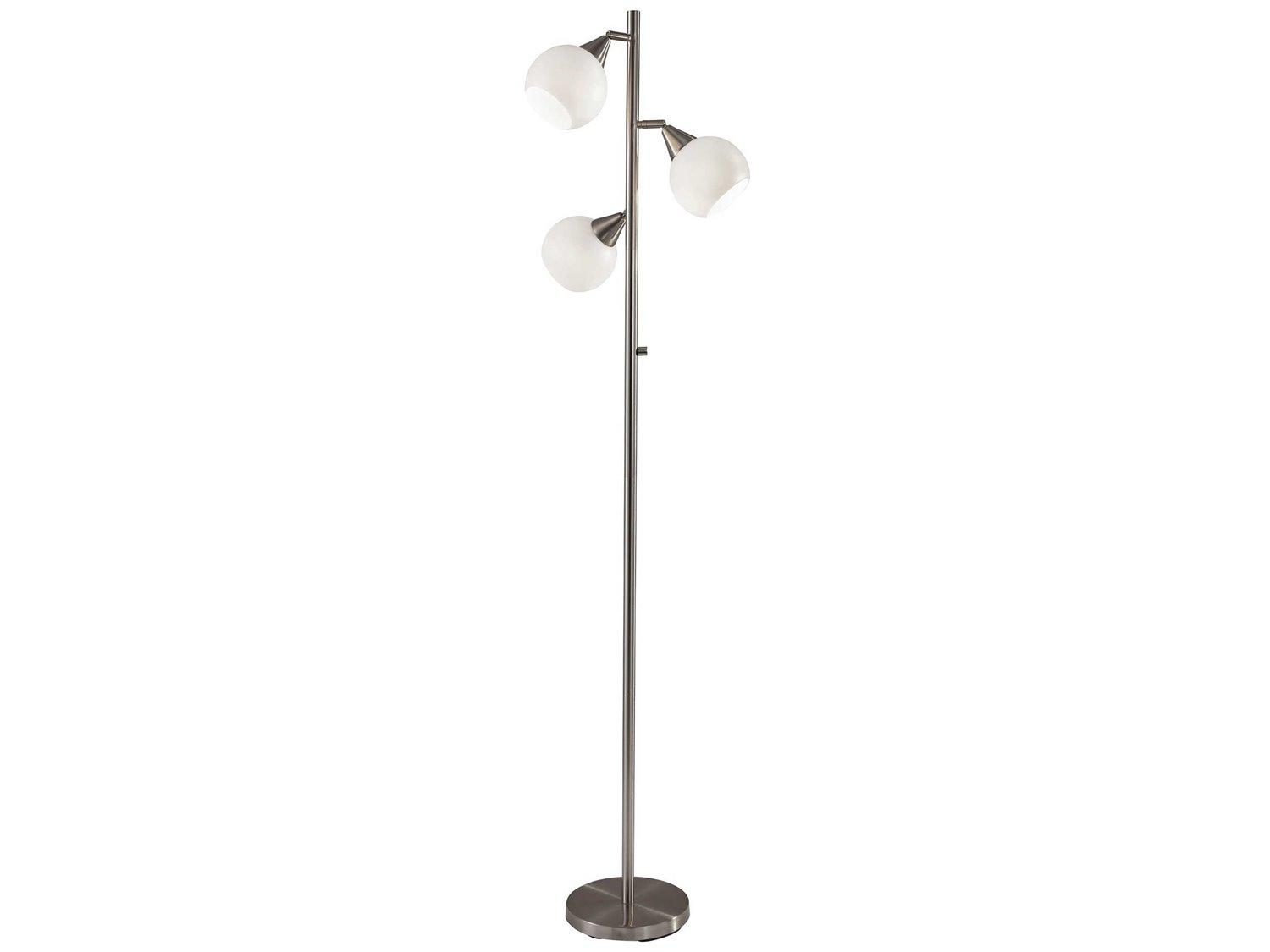 Adesso Phillip Brushed Steel White Plastic Floor Lamp