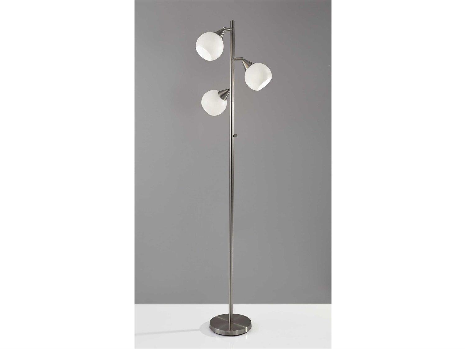 Adesso Phillip Brushed Steel White Plastic Floor Lamp