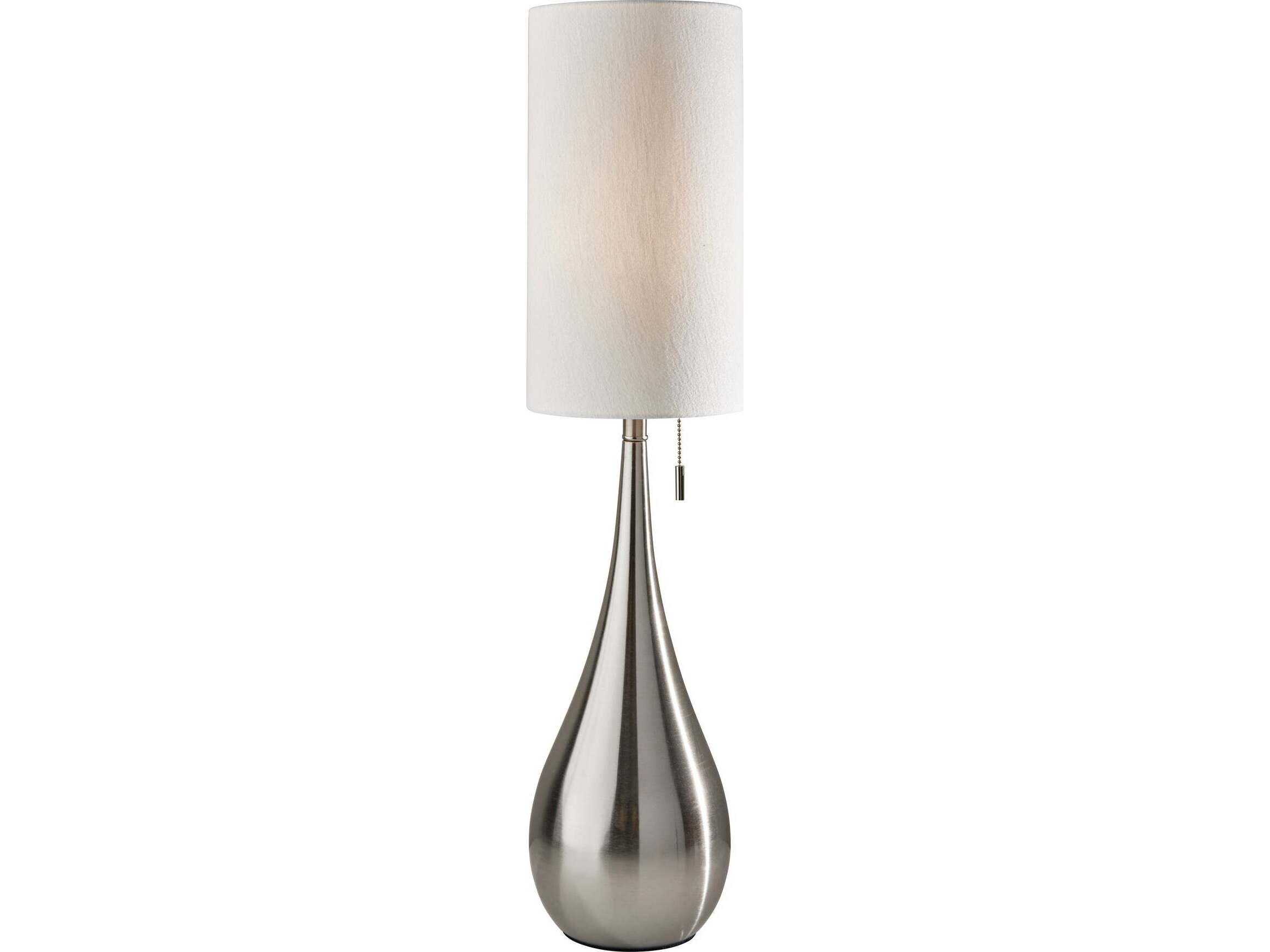 Adesso Christina Brushed Steel Textured White Fabric Silver Buffet Lamp