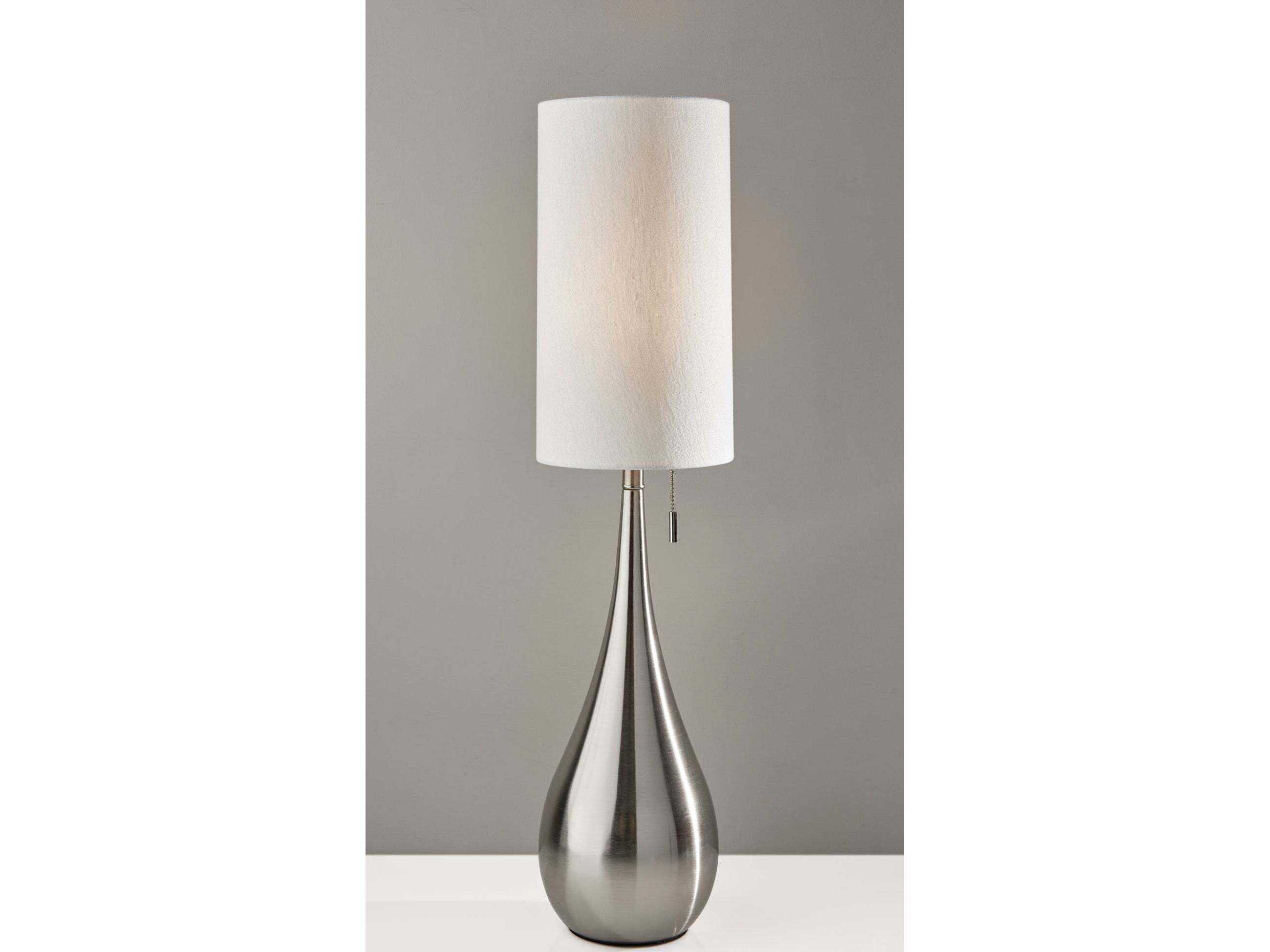Adesso Christina Brushed Steel Textured White Fabric Silver Buffet Lamp