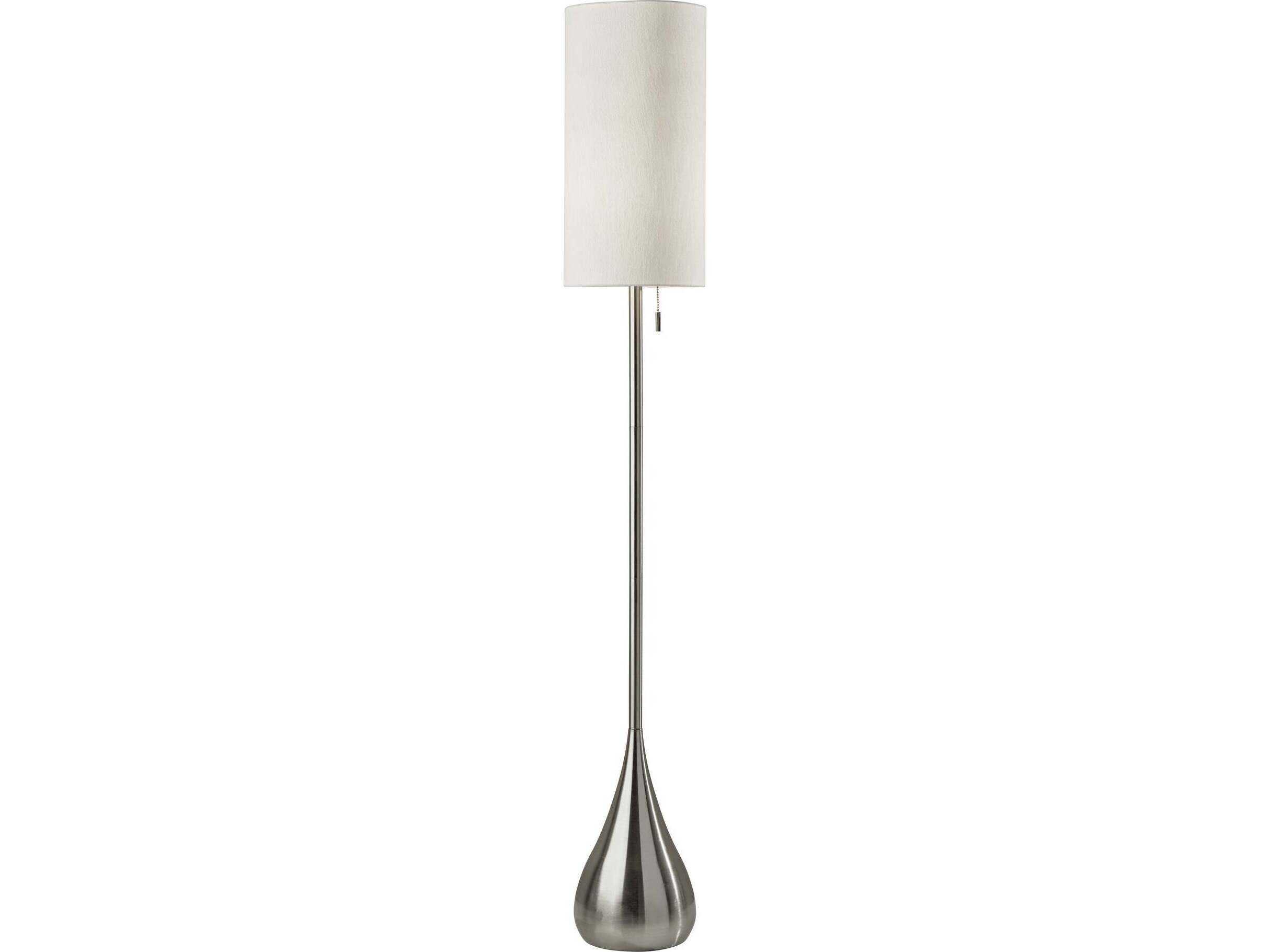 Adesso Christina Brushed Steel Textured White Fabric Floor Lamp