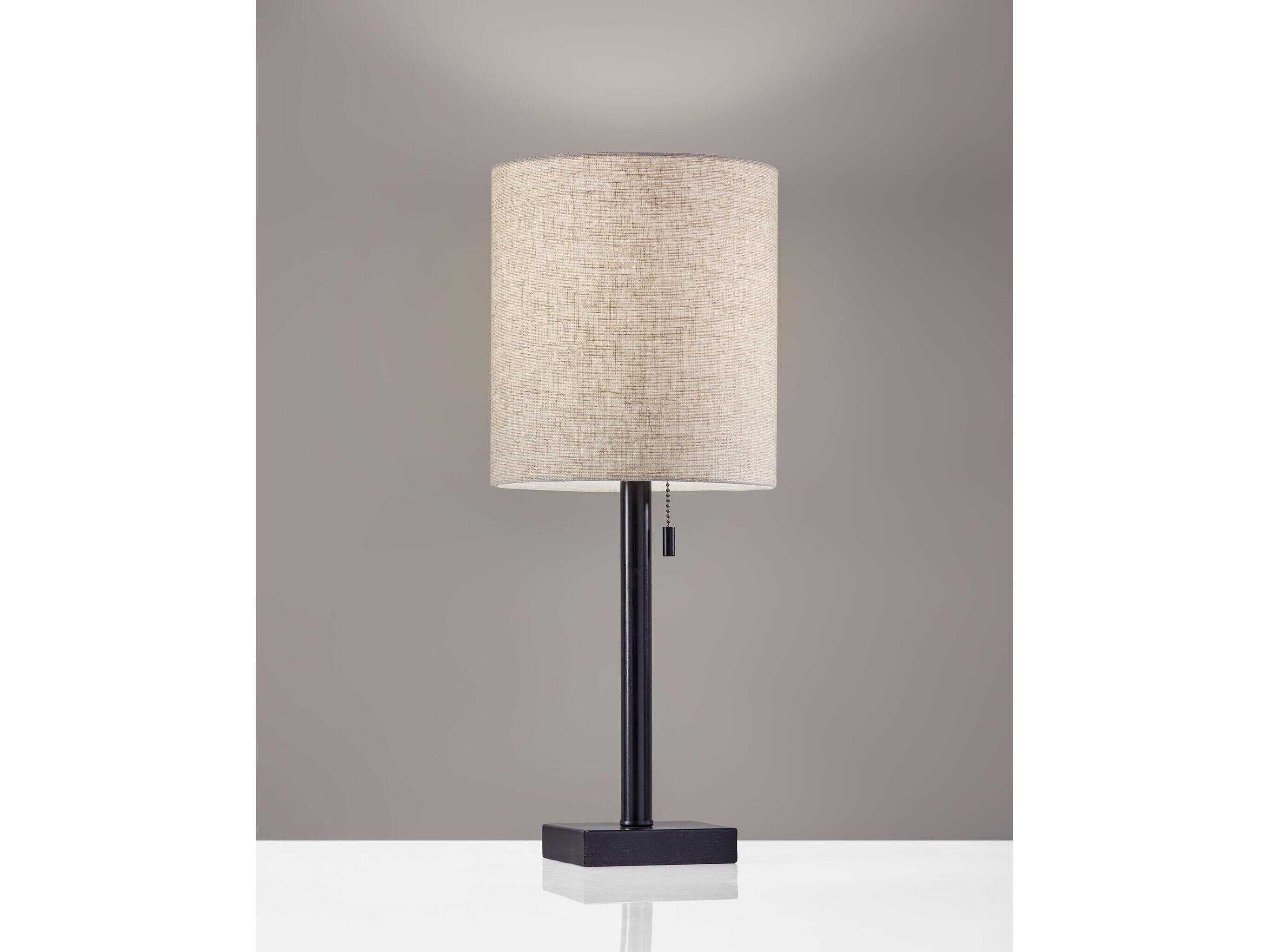 Adesso Liam Dark Bronze Natural Textured Fabric Table Lamp
