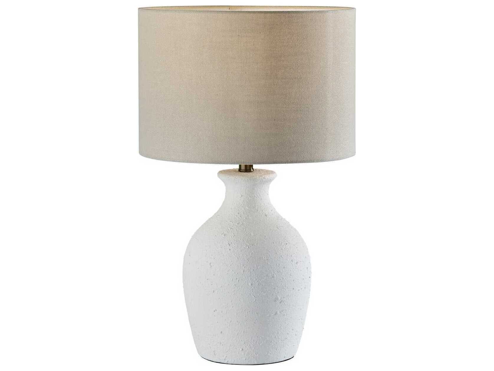 Adesso Margot White Textured Light Beige Fabric Buffet Lamp