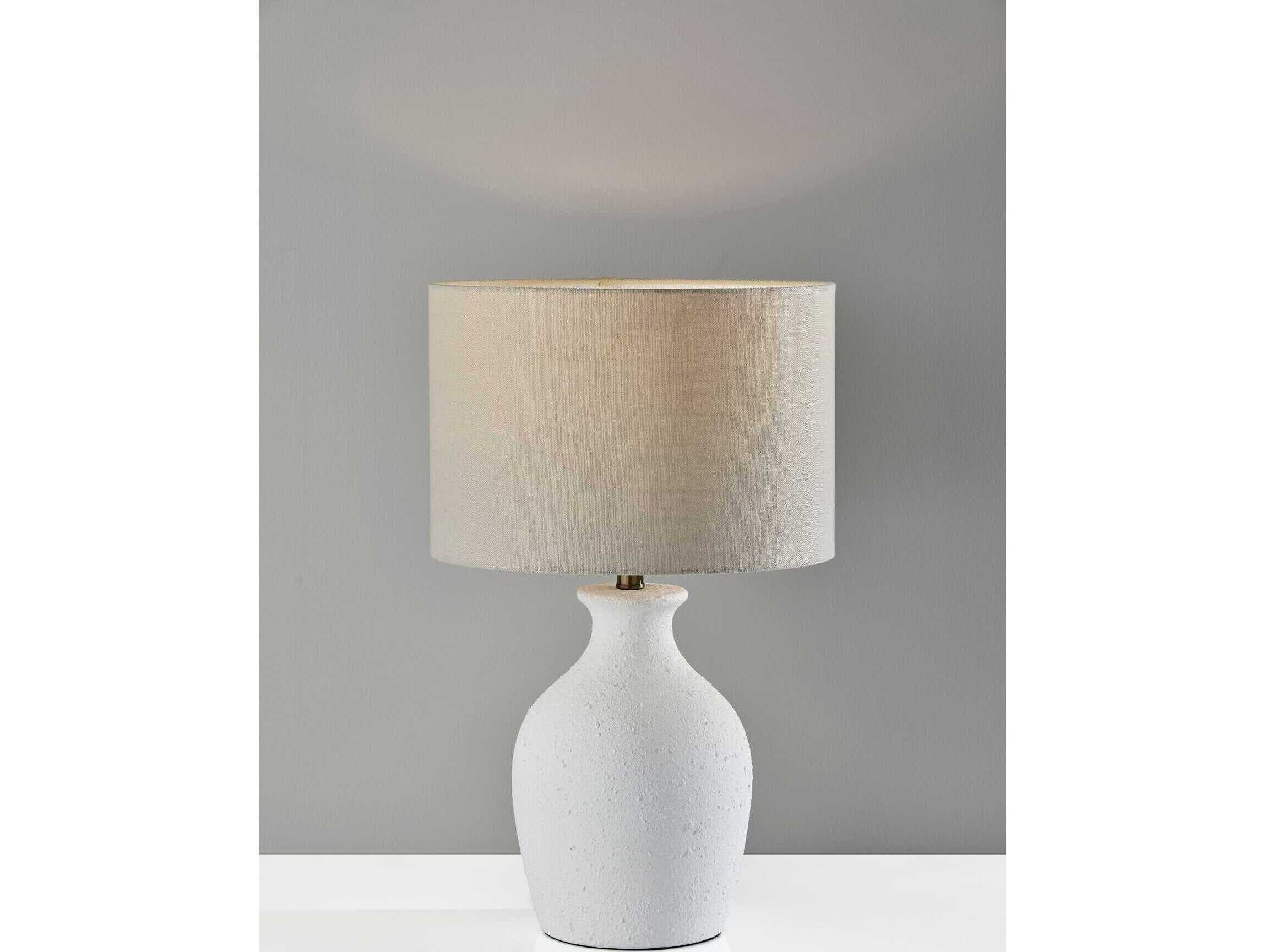 Adesso Margot White Textured Light Beige Fabric Buffet Lamp