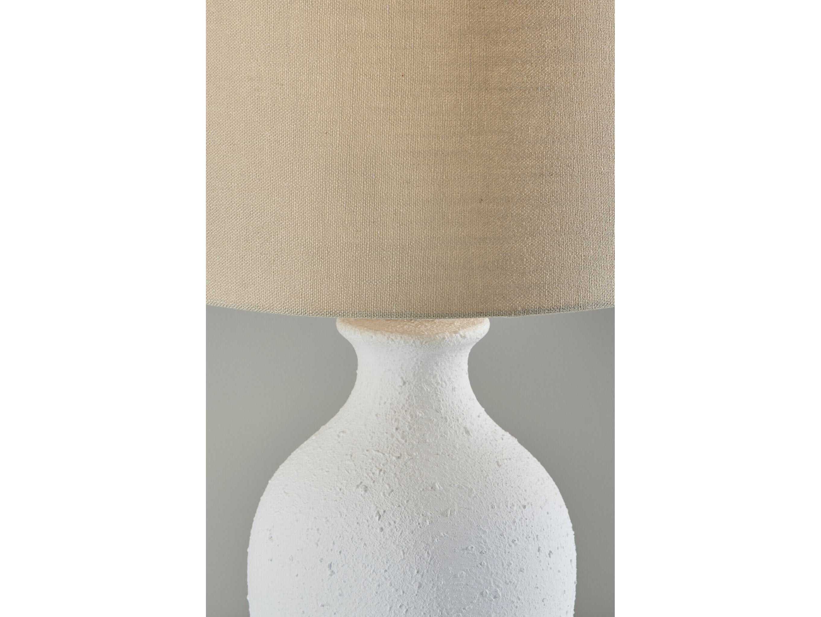 Adesso Margot White Textured Light Beige Fabric Buffet Lamp