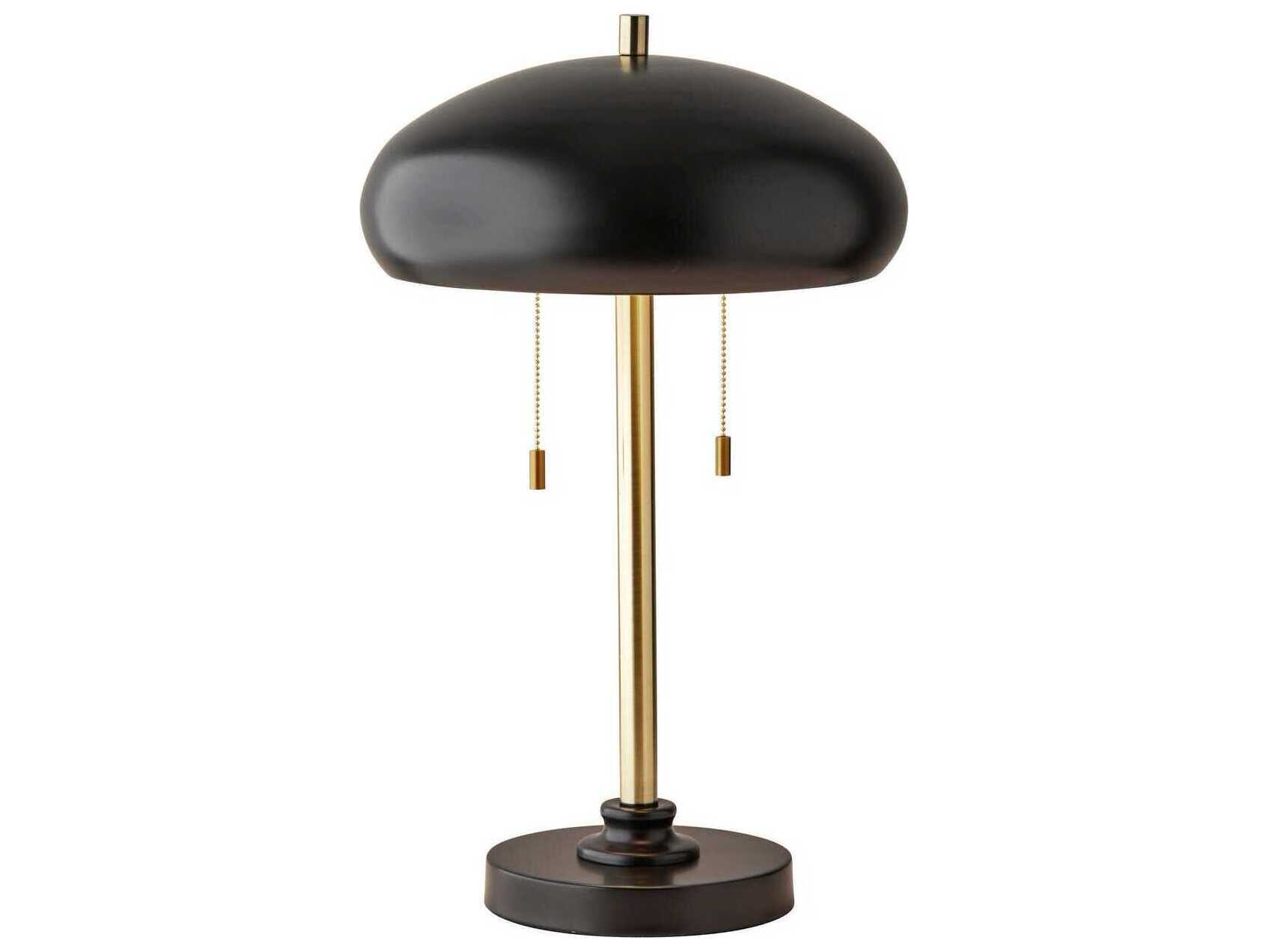 Adesso Cap Black Antique Brass Metal Table Lamp