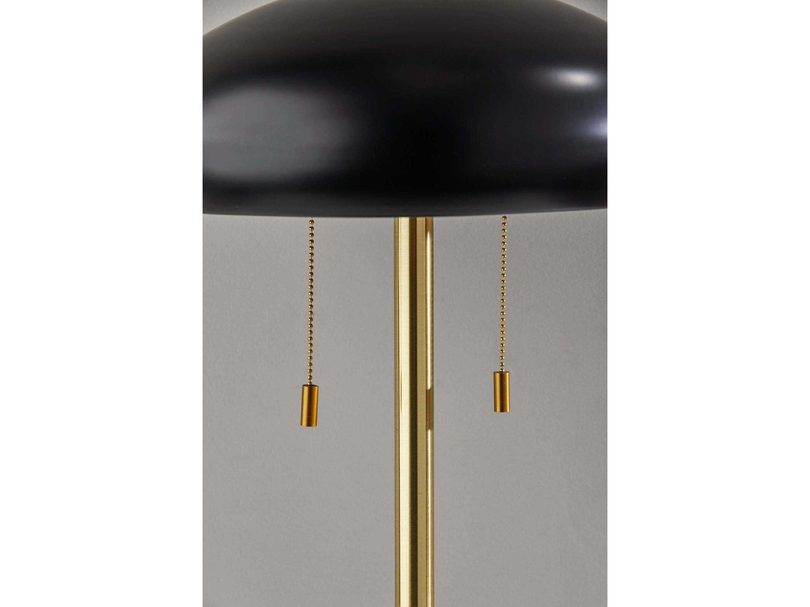 Adesso Cap Black Antique Brass Metal Table Lamp