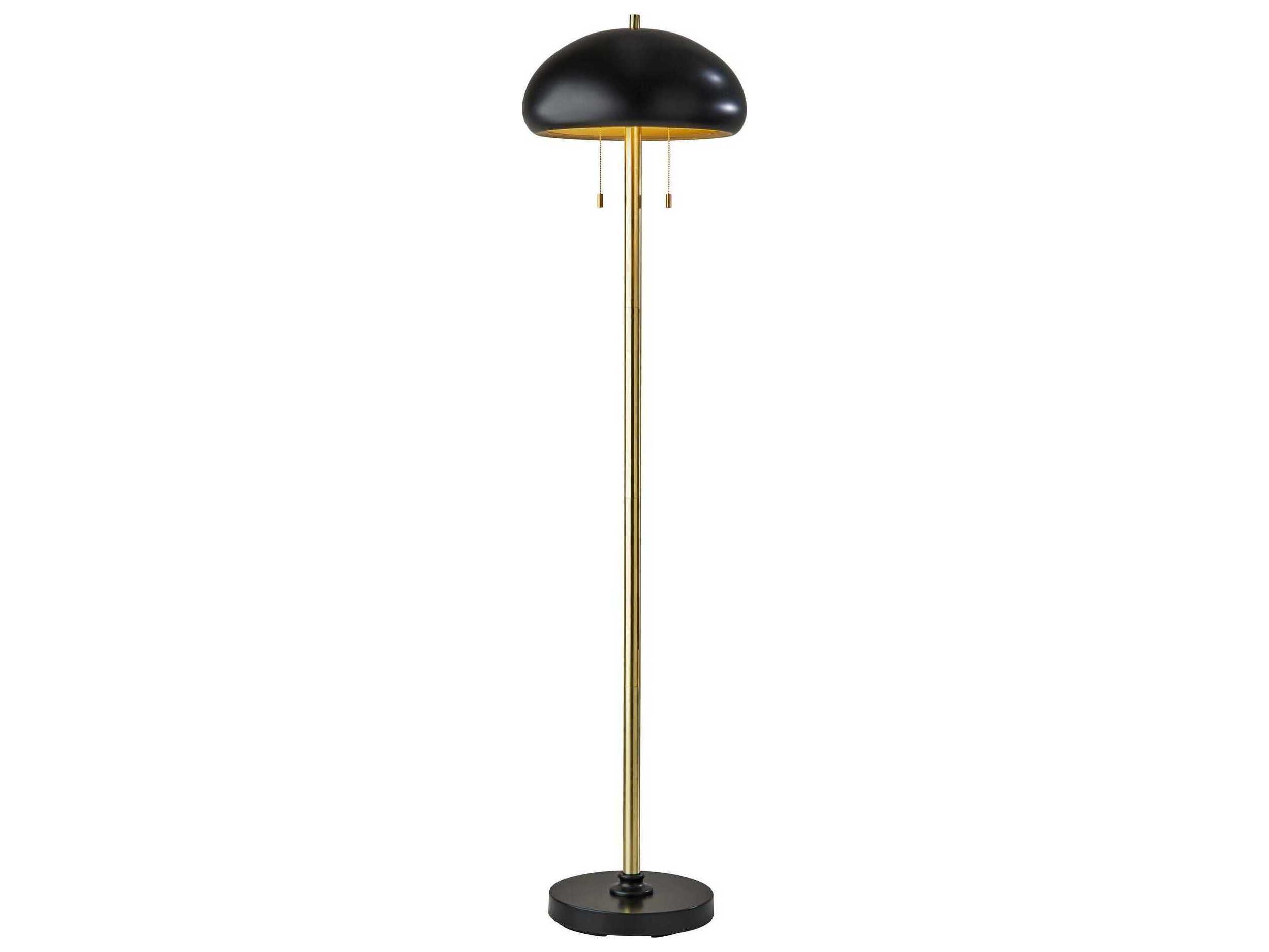 Adesso Cap Black Antique Brass Metal Floor Lamp