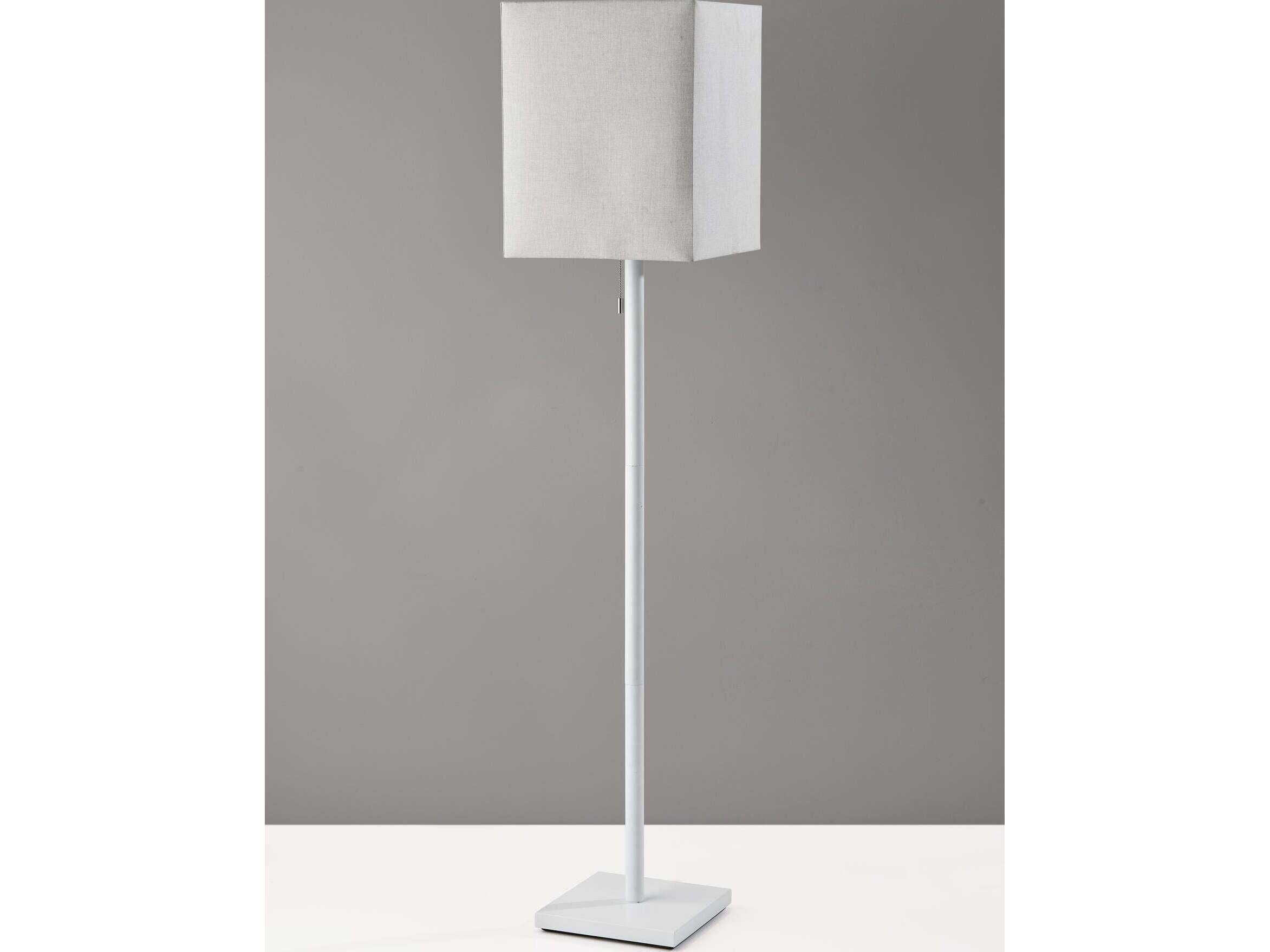 Adesso Estelle Matte White Taupe Fabric Floor Lamp