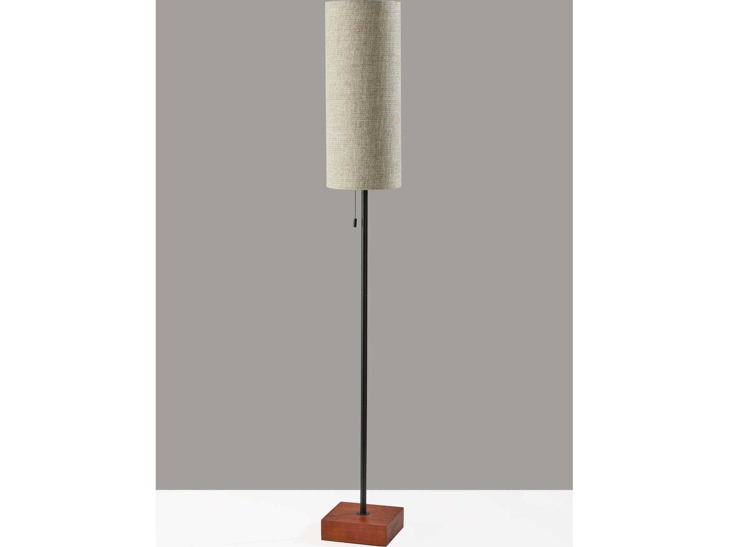 Adesso Trudy Black Beige Brown Textured Fabric Floor Lamp