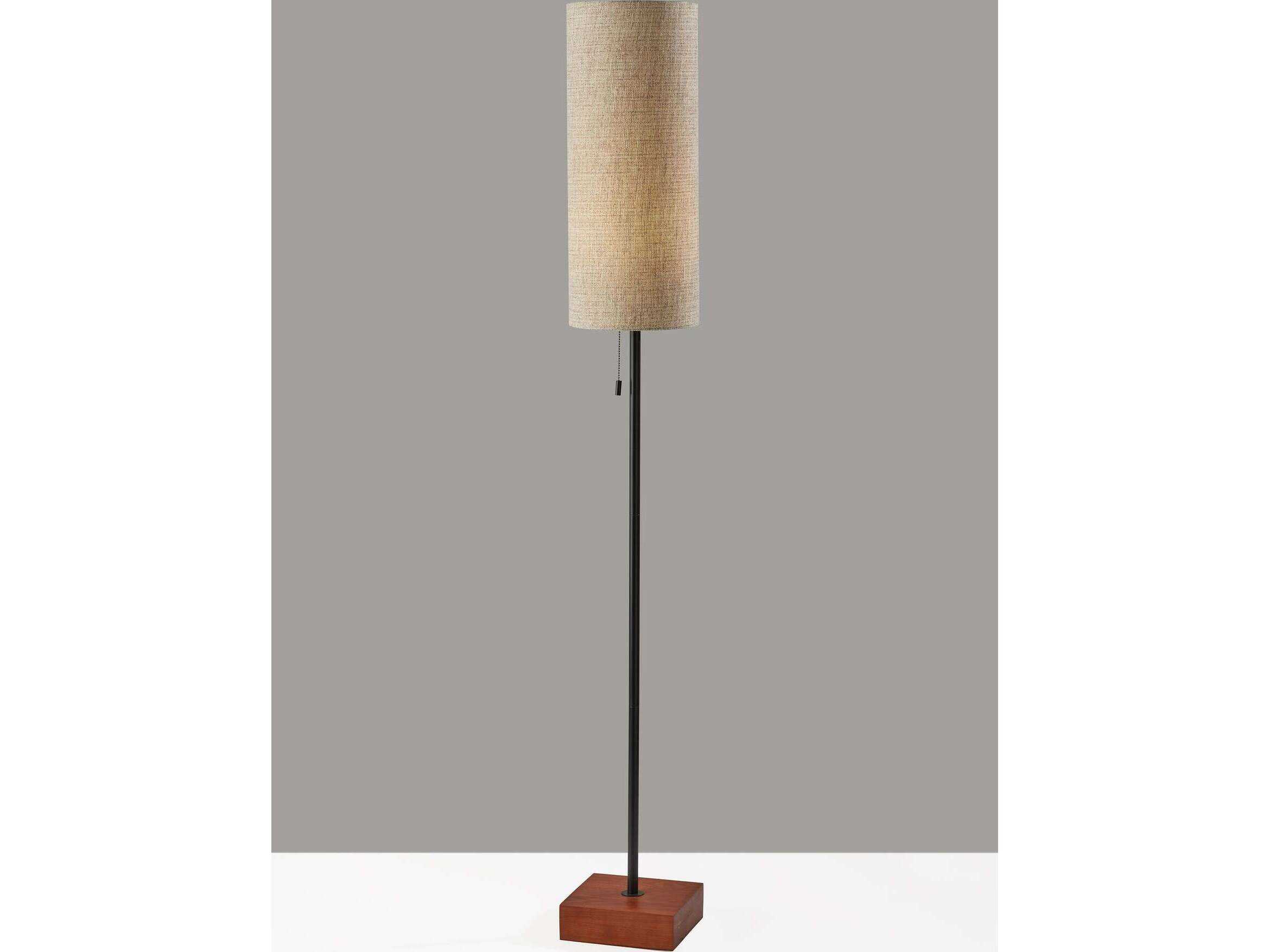 Adesso Trudy Black Beige Brown Textured Fabric Floor Lamp