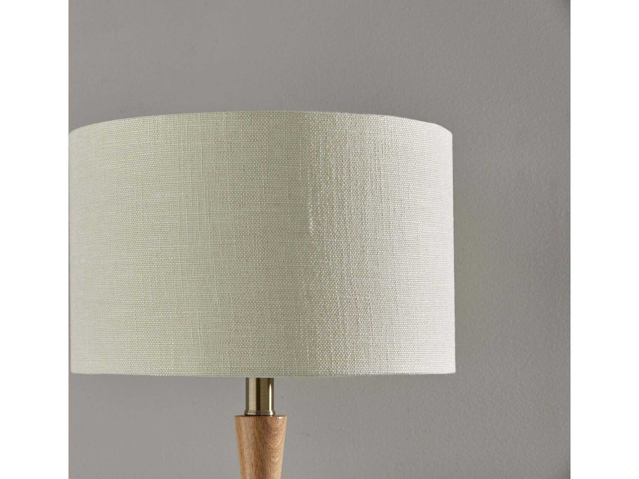 Adesso Eve Natural Oak Antique Brass Floor Lamp