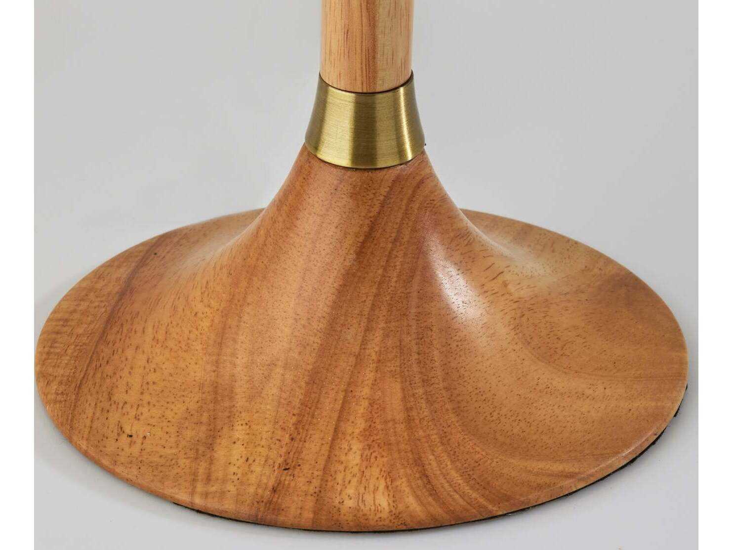 Adesso Rebecca Natural Antique Brass White Textured Fabric Wood Buffet Lamp