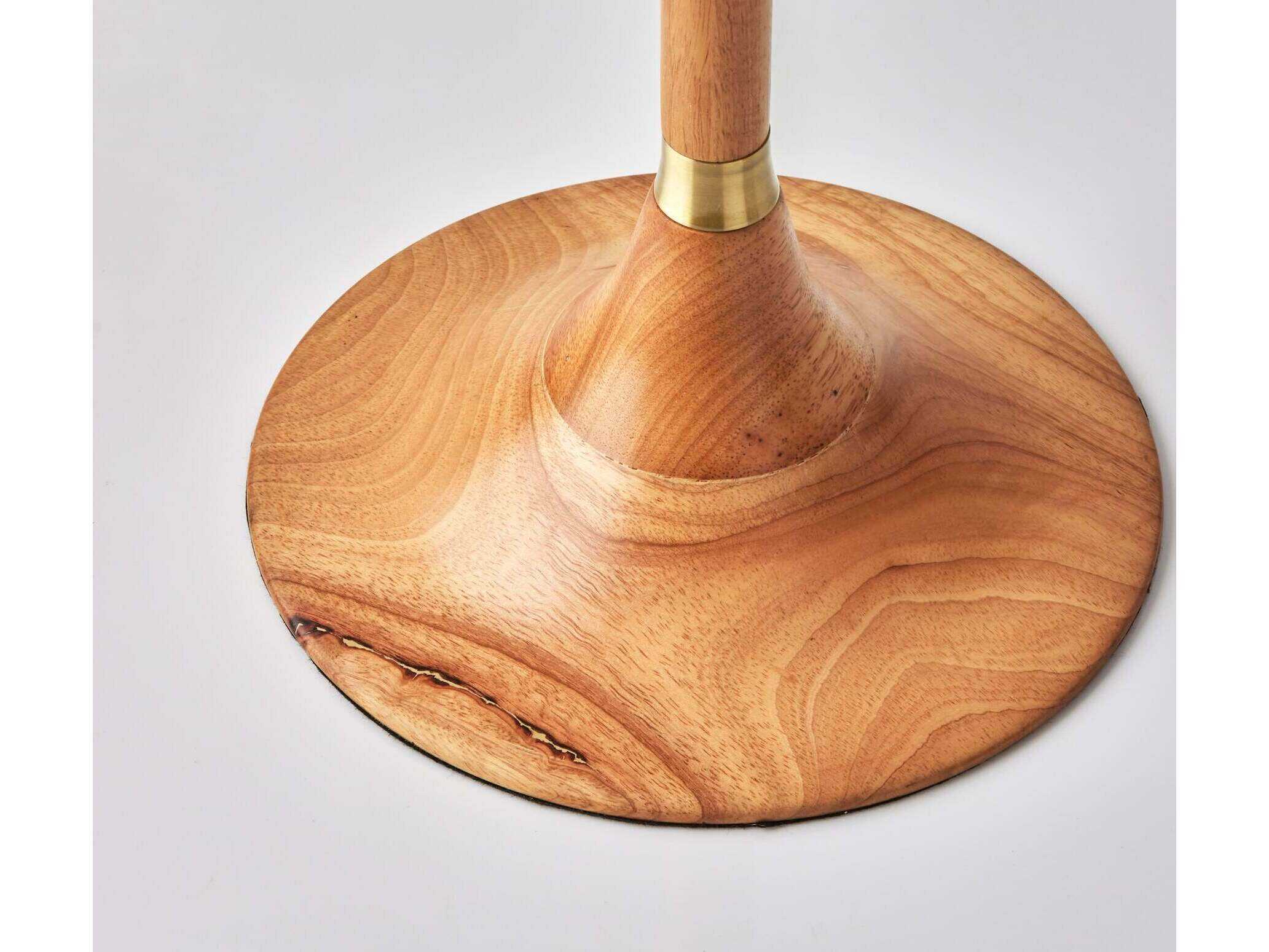 Adesso Rebecca Natural Antique Brass White Textured Fabric Wood Floor Lamp