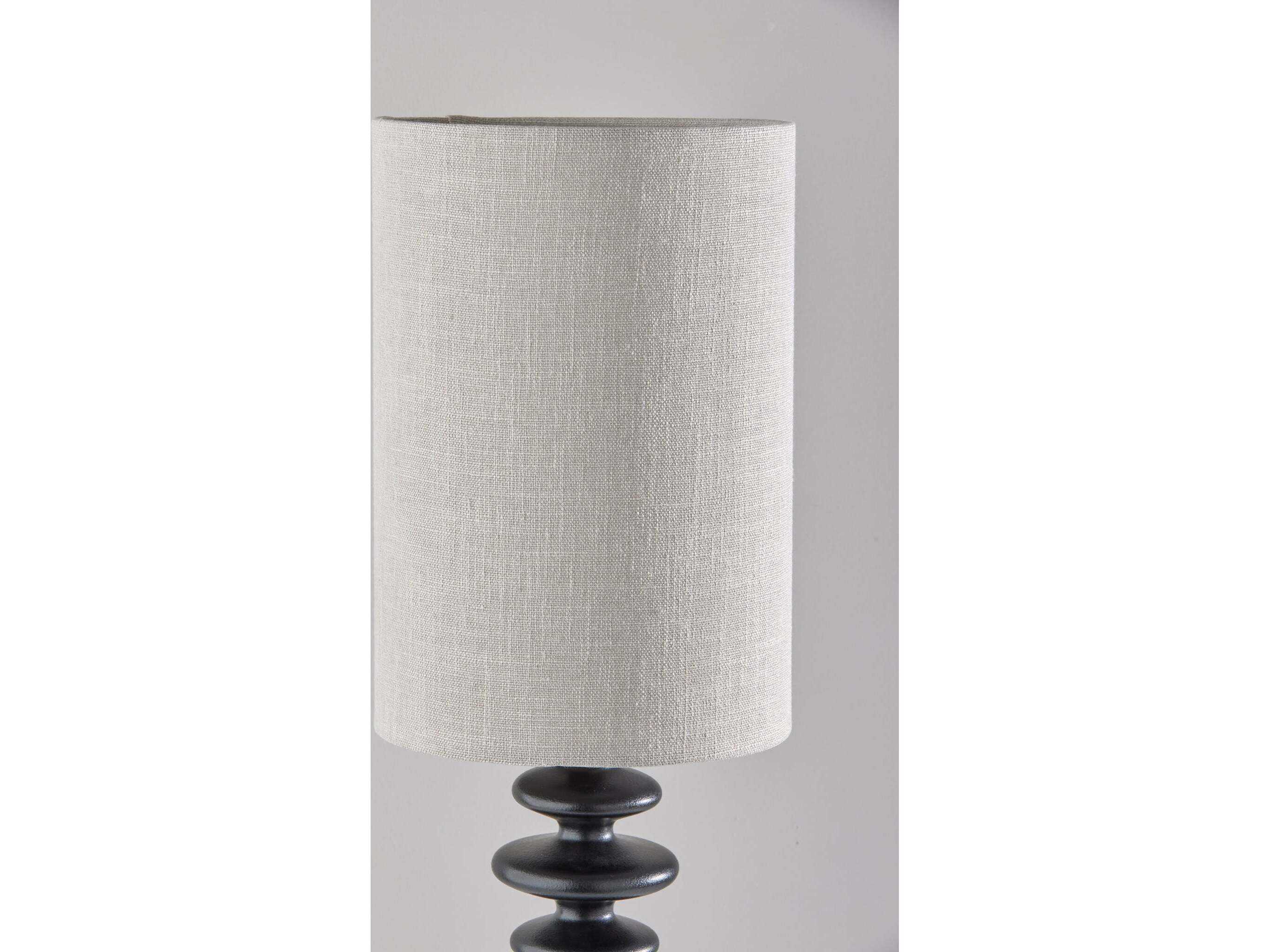 Adesso Beatrice Matte Black Polyresin Taupe Textured Fabric Buffet Lamp