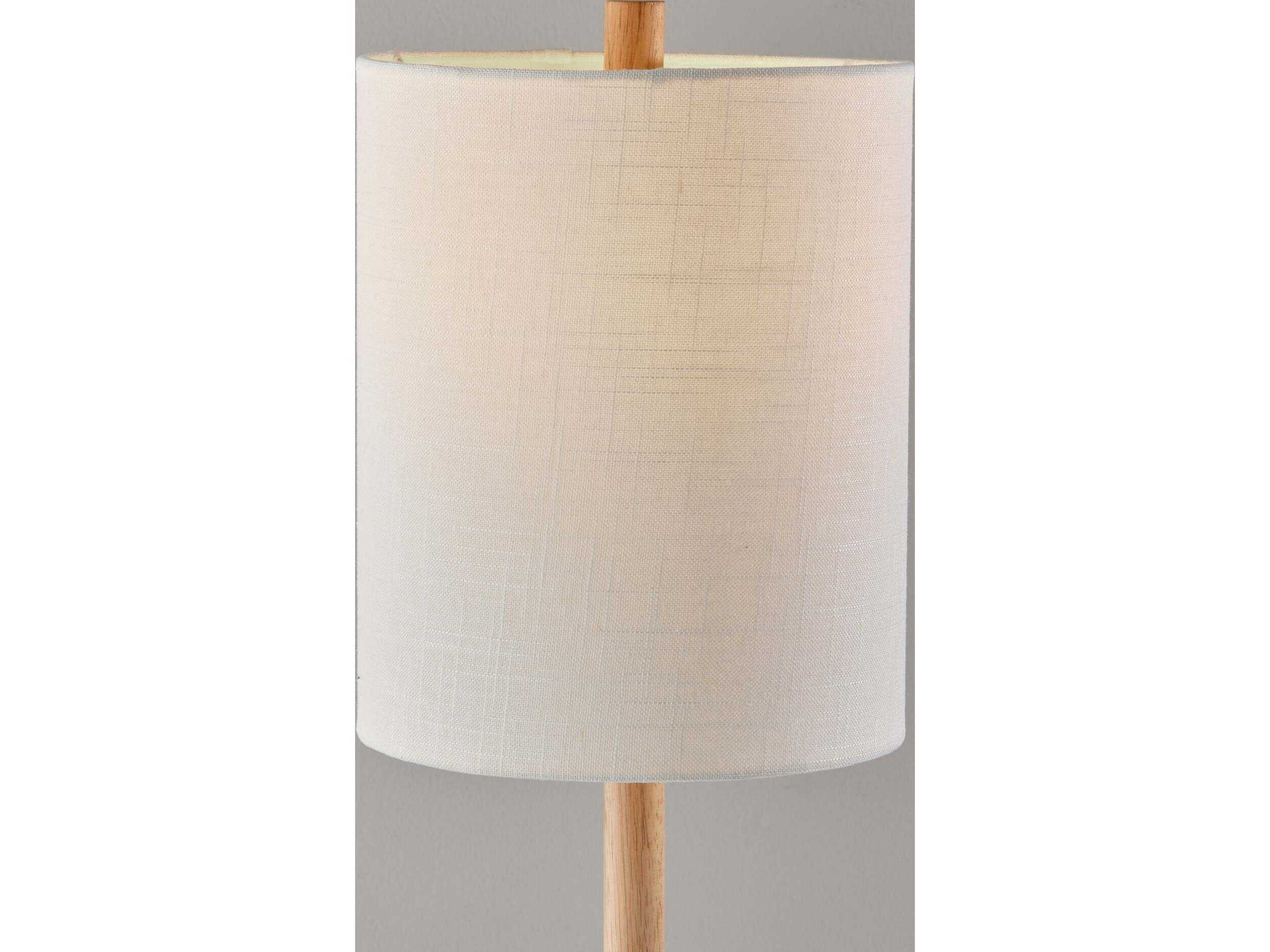 Adesso Maddox Natural Antique Brass White Textured Fabric Brown Buffet Lamp