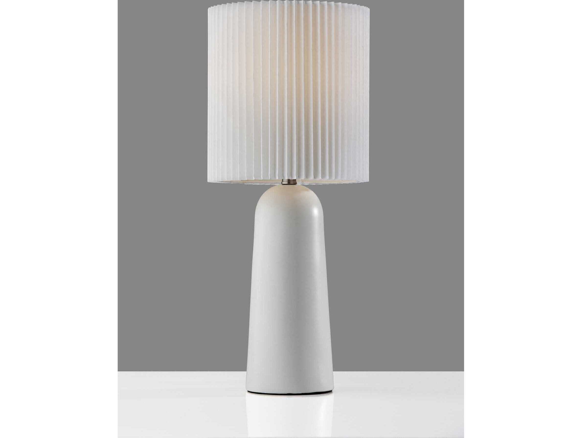 Adesso Callie White Pleated Fabric Buffet Lamp