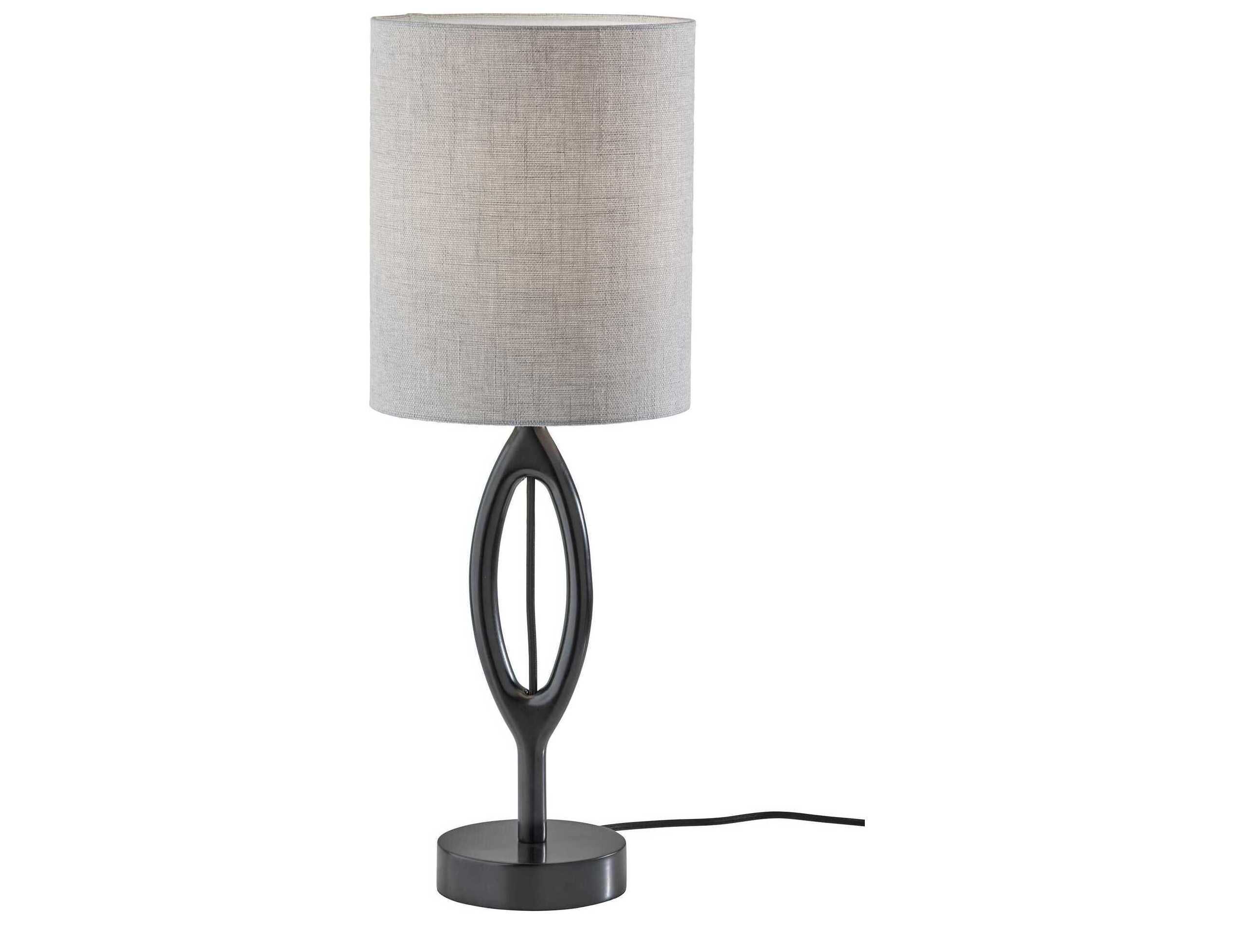 Adesso Mayfair Brown Light Textured Grey Fabric Black Buffet Lamp