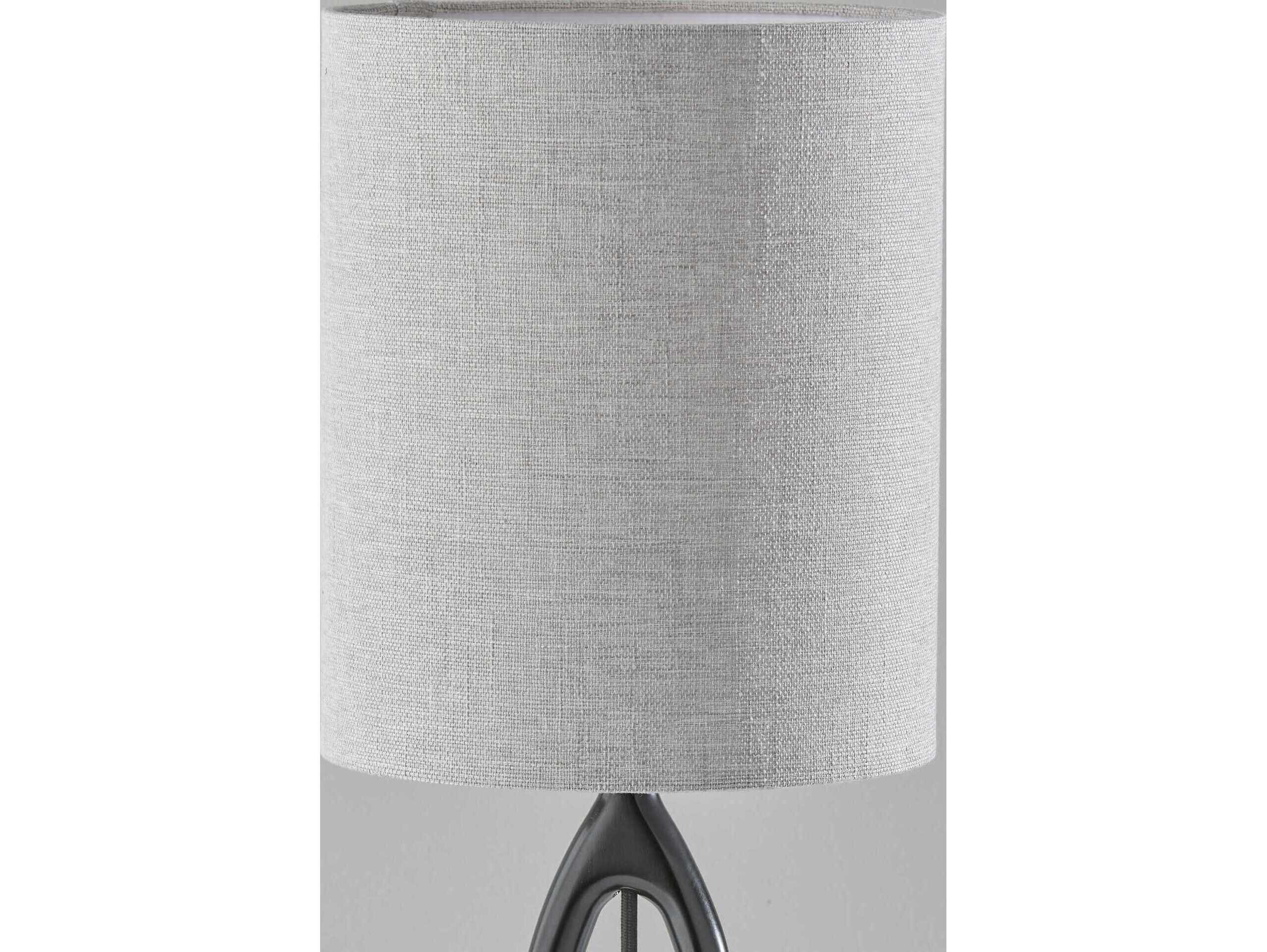 Adesso Mayfair Brown Light Textured Grey Fabric Black Buffet Lamp