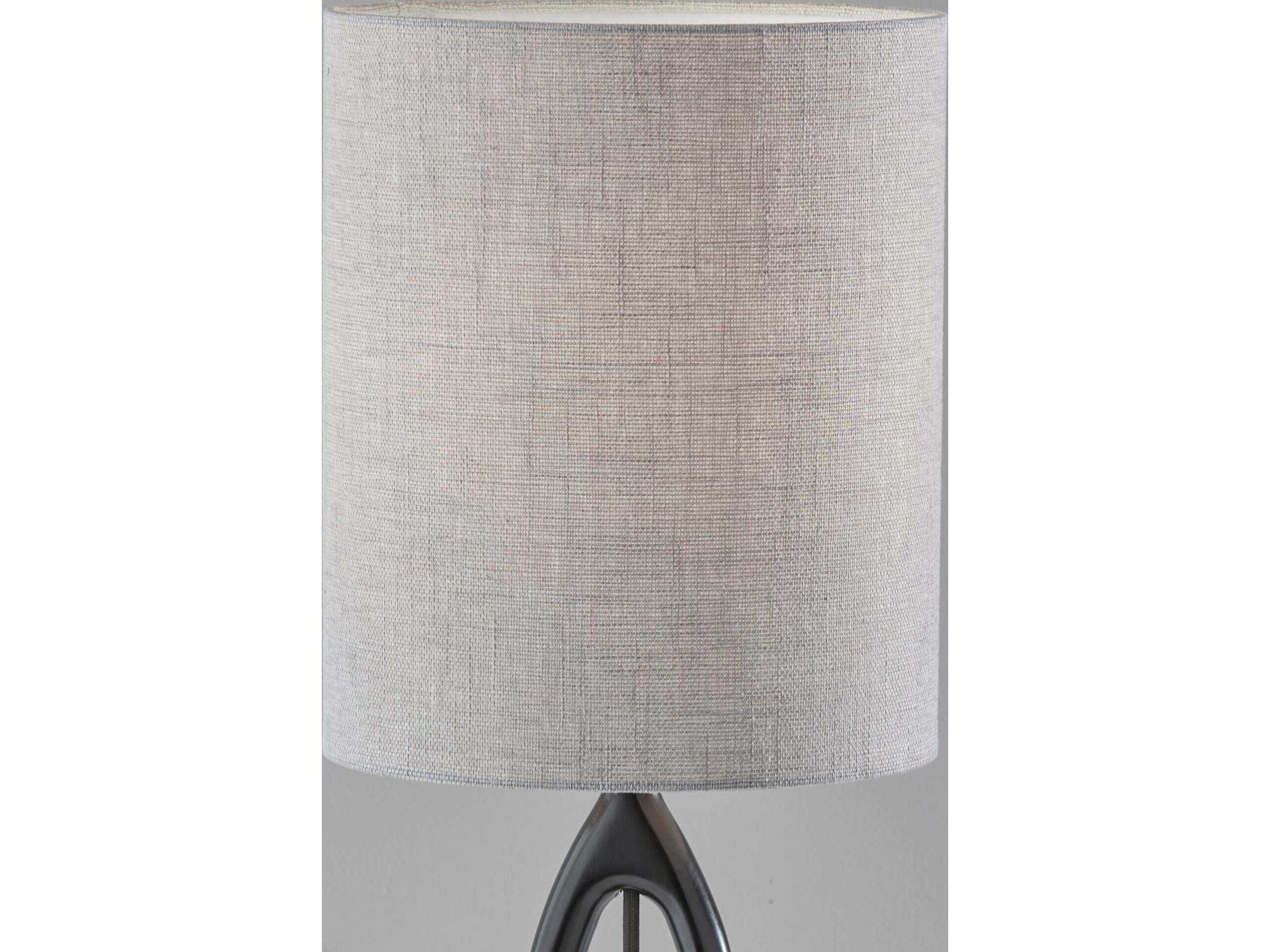 Adesso Mayfair Brown Light Textured Grey Fabric Black Buffet Lamp