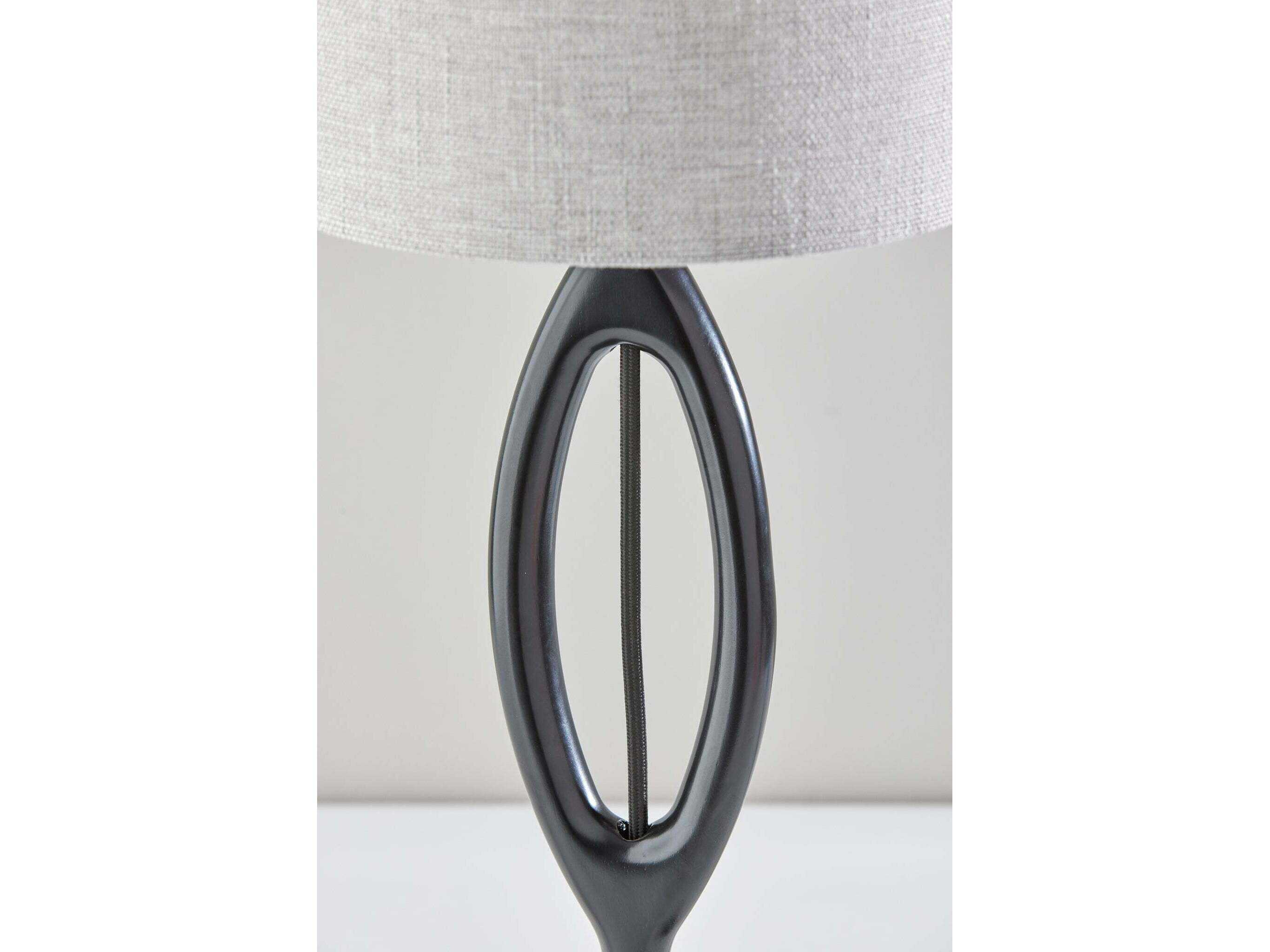 Adesso Mayfair Brown Light Textured Grey Fabric Black Buffet Lamp