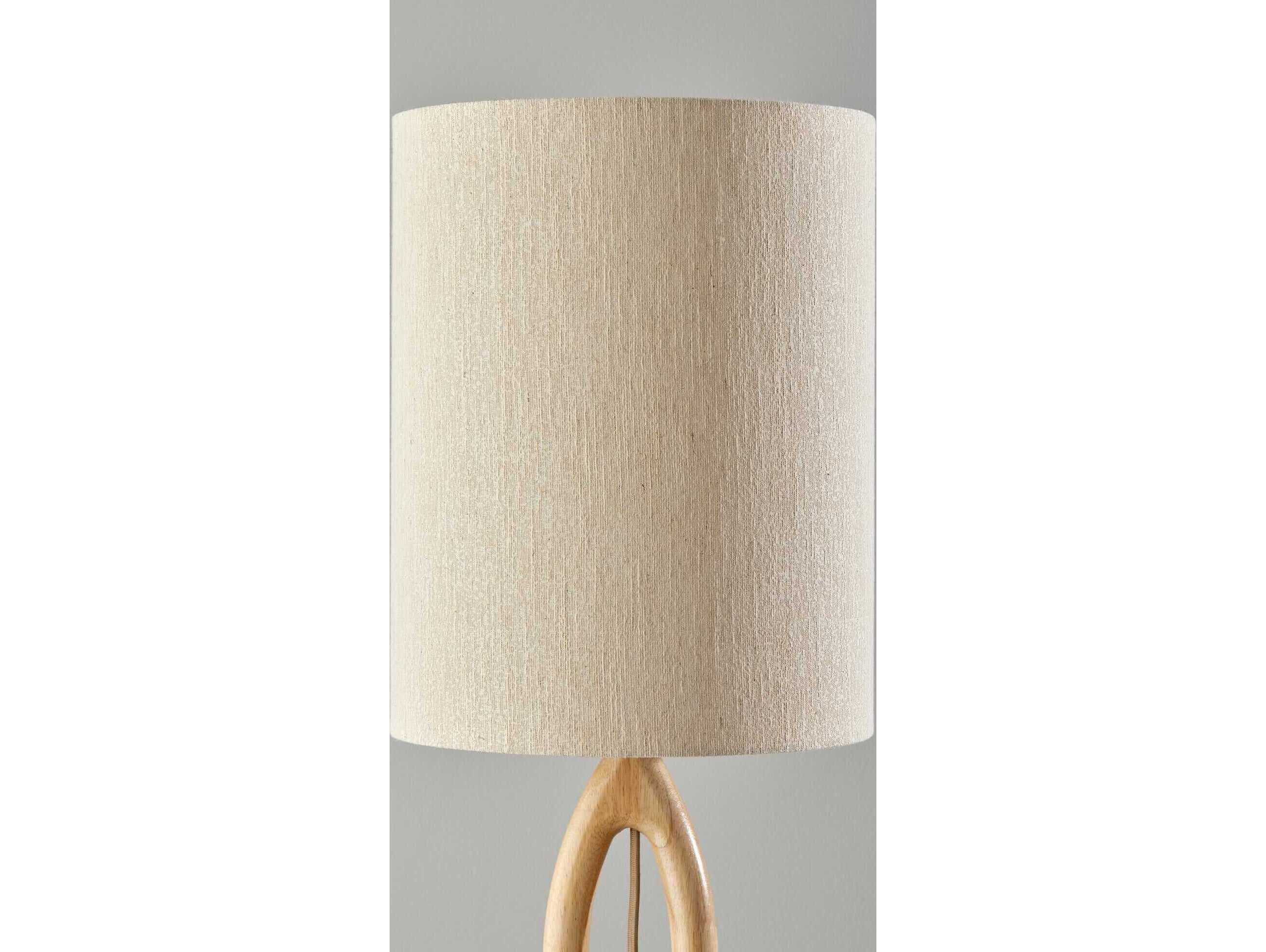 Adesso Mayfair Beige Light Textured Fabric Brown Floor Lamp