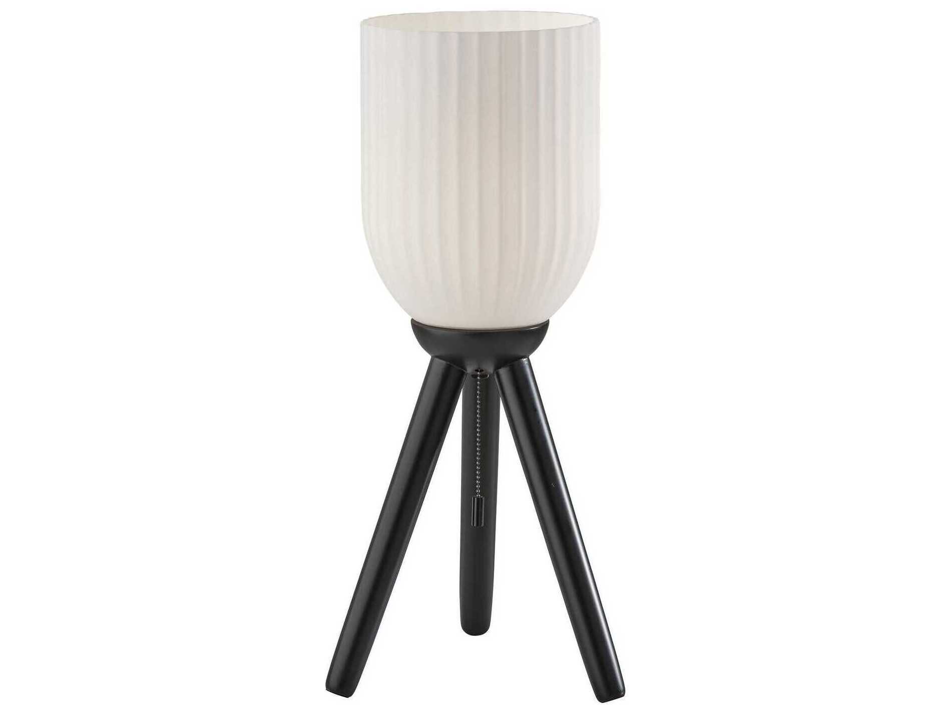 Adesso Kinsley Black Frosted Ribbed Glass Table Lamp
