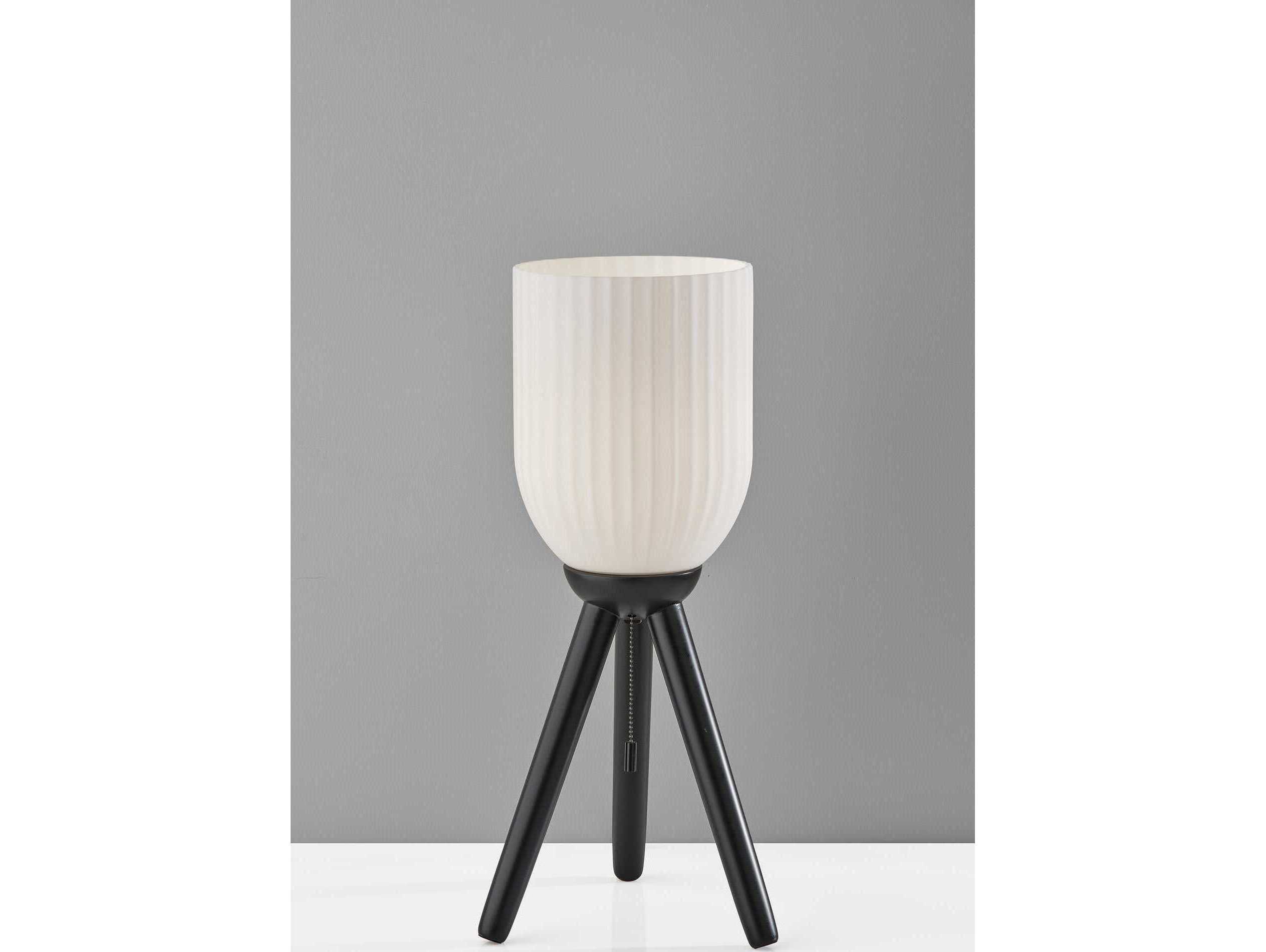 Adesso Kinsley Black Frosted Ribbed Glass Table Lamp