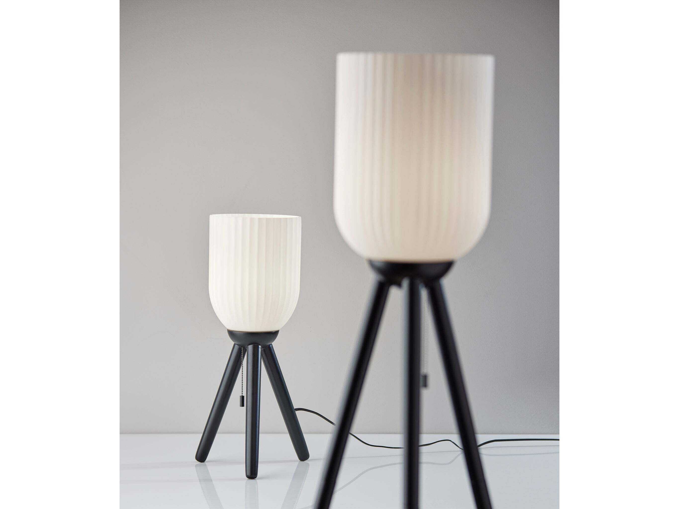 Adesso Kinsley Black Frosted Ribbed Glass Table Lamp