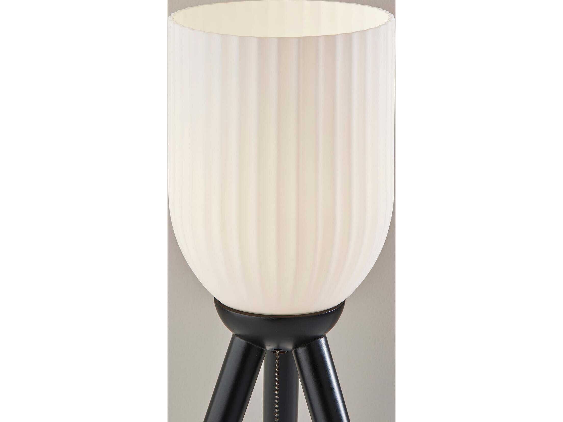Adesso Kinsley Black Frosted Ribbed Glass Table Lamp