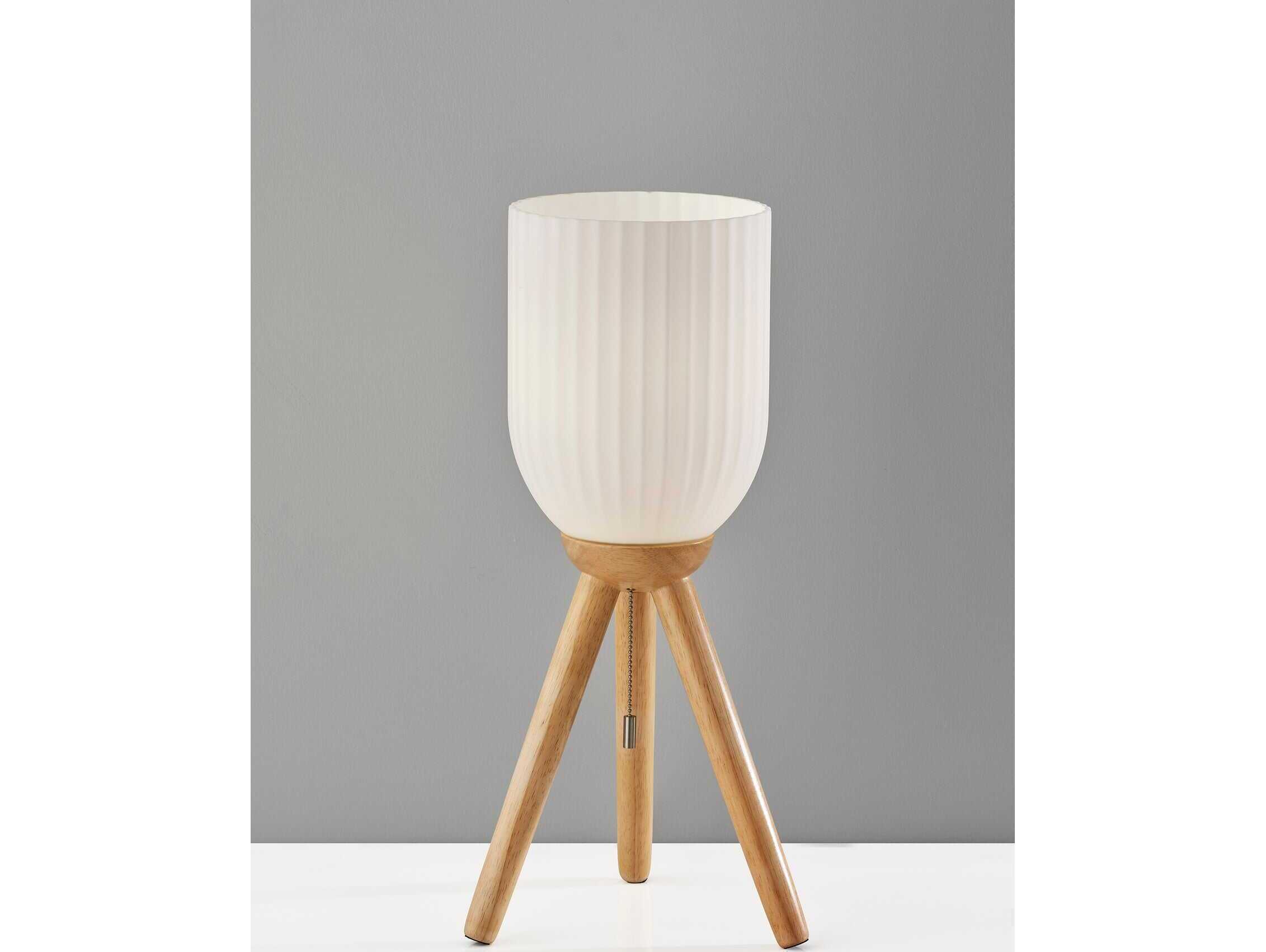 Adesso Kinsley Beige Frosted Ribbed Glass Brown Table Lamp